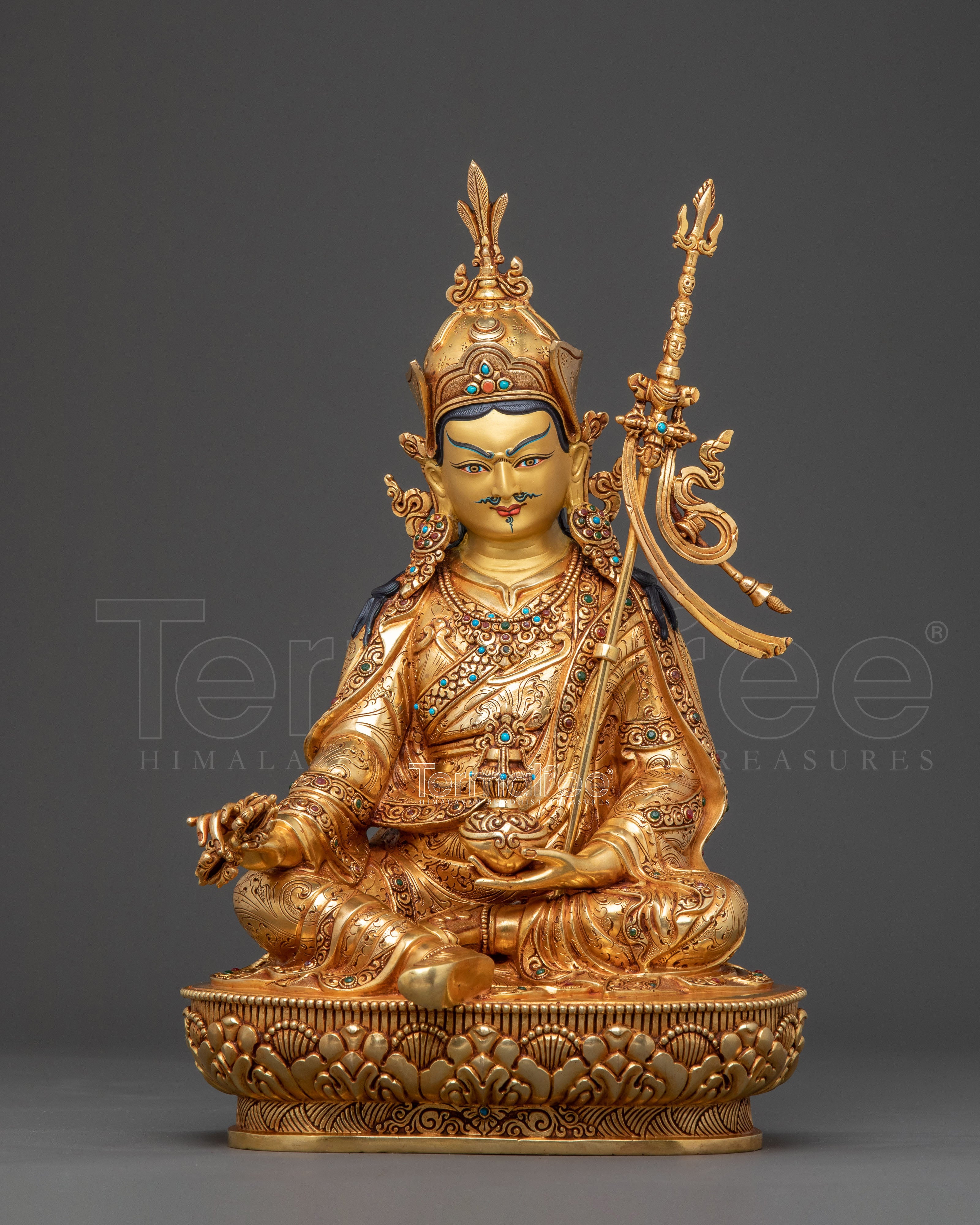 Divine Guru Rinpoche Padmasambhava Statue – 24K Gold Gilded