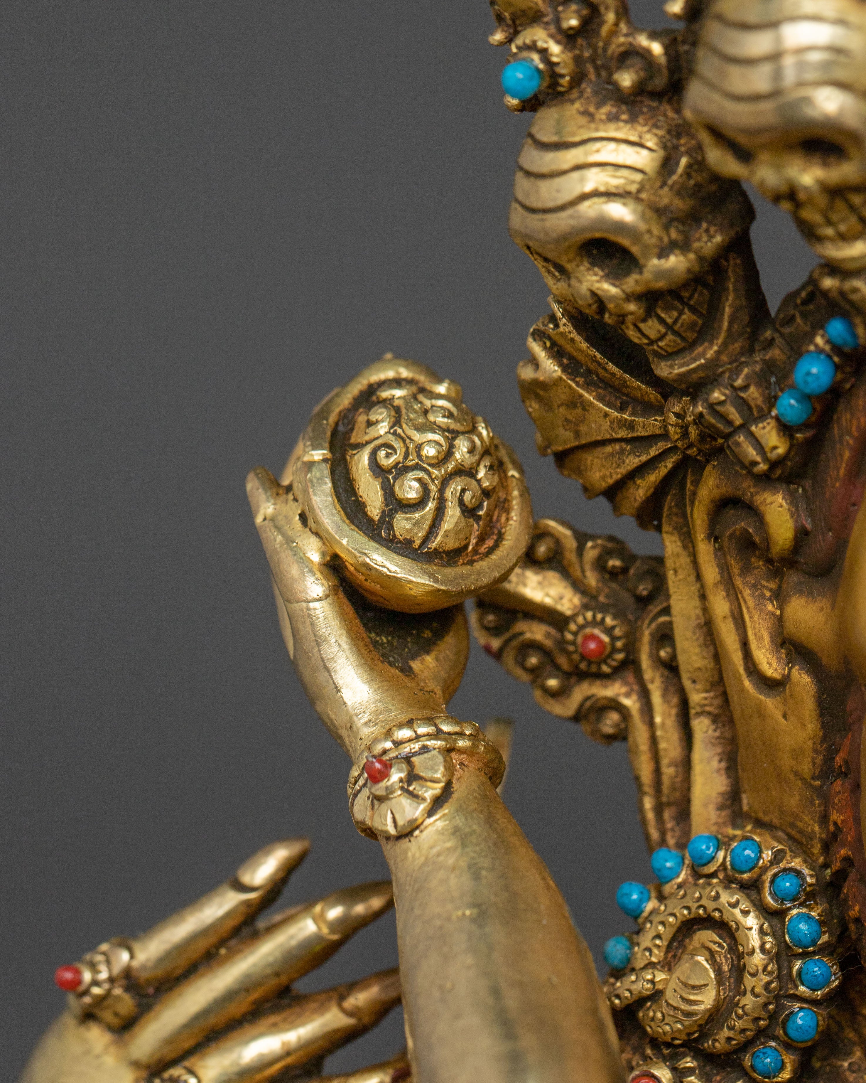 Chaturbhuja Mahakala Statue with Consort | Wrathful Protector