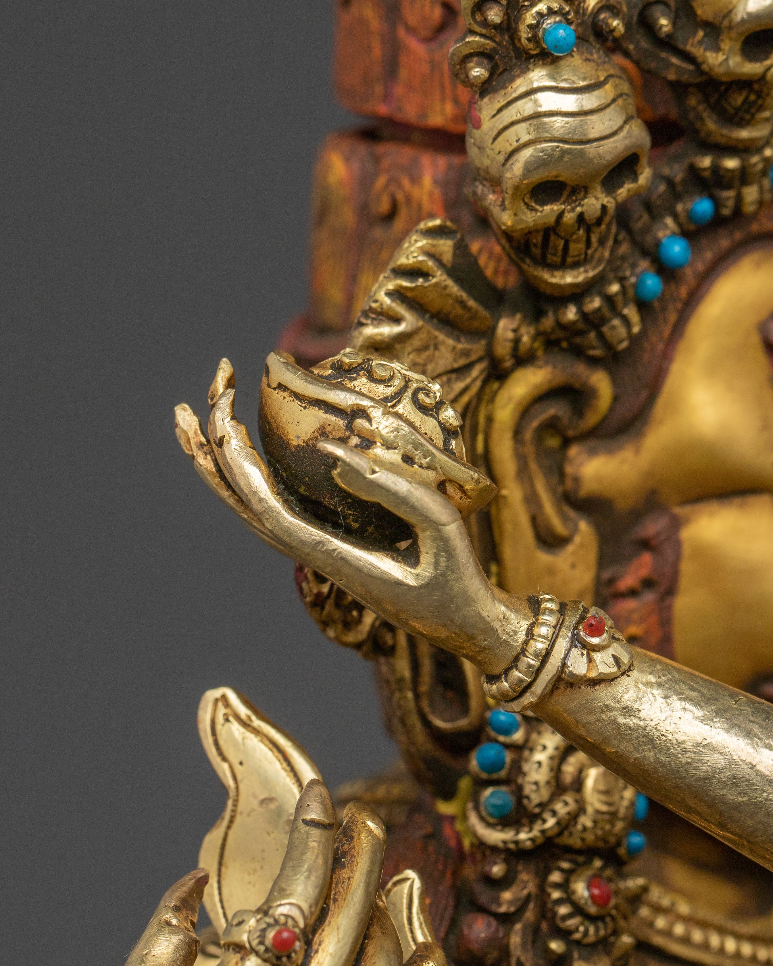 Chaturbhuja Mahakala Statue with Consort | Wrathful Protector