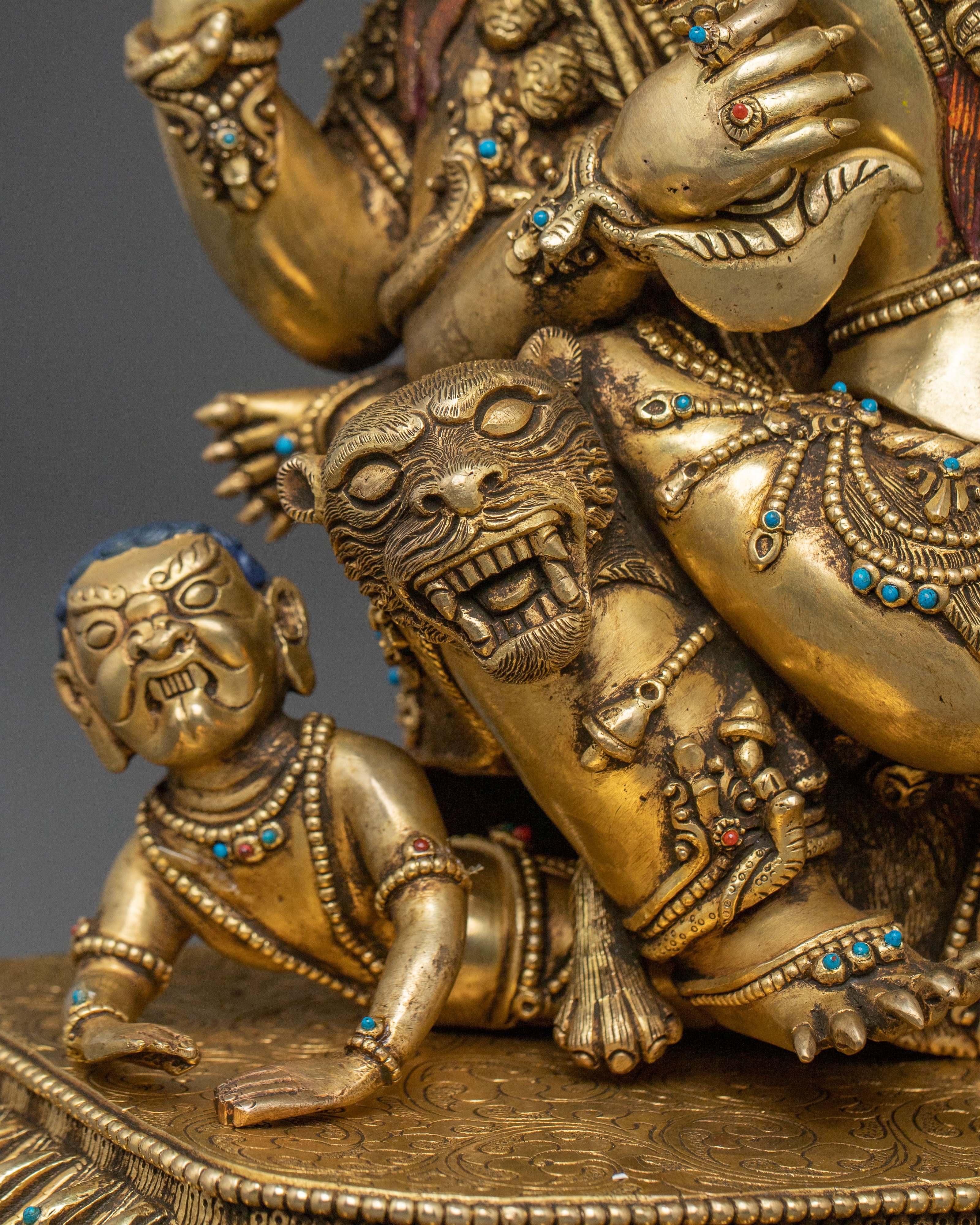 Chaturbhuja Mahakala Statue with Consort | Wrathful Protector