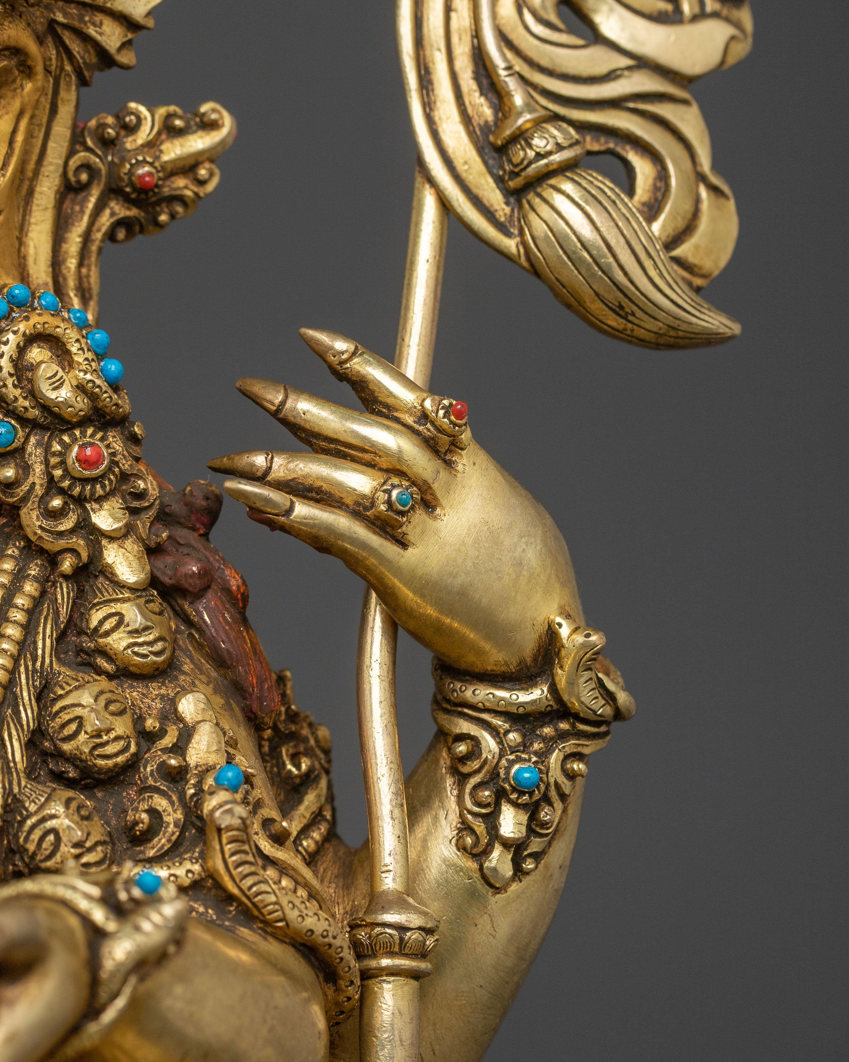 Chaturbhuja Mahakala Statue with Consort | Wrathful Protector