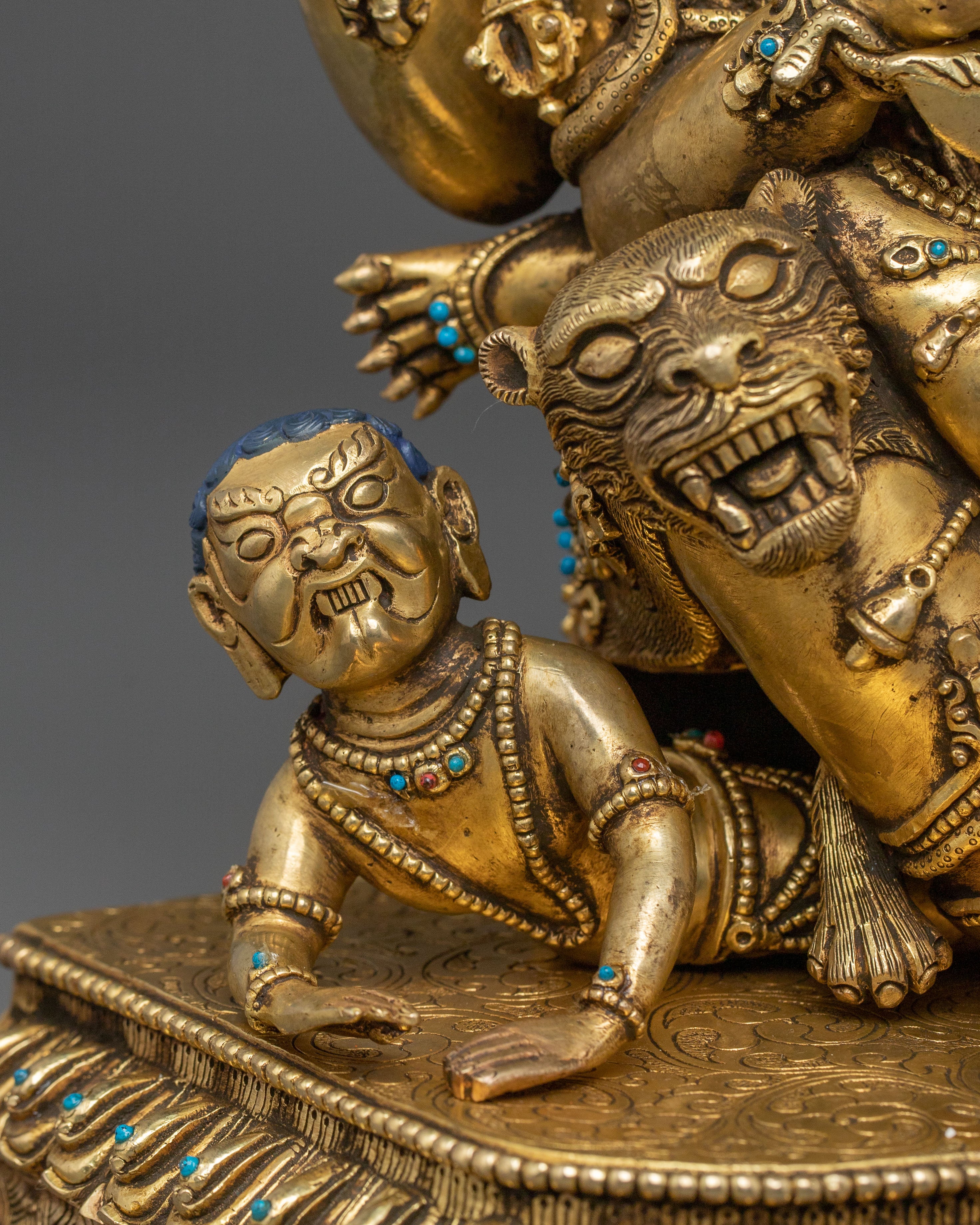 Chaturbhuja Mahakala Statue with Consort | Wrathful Protector
