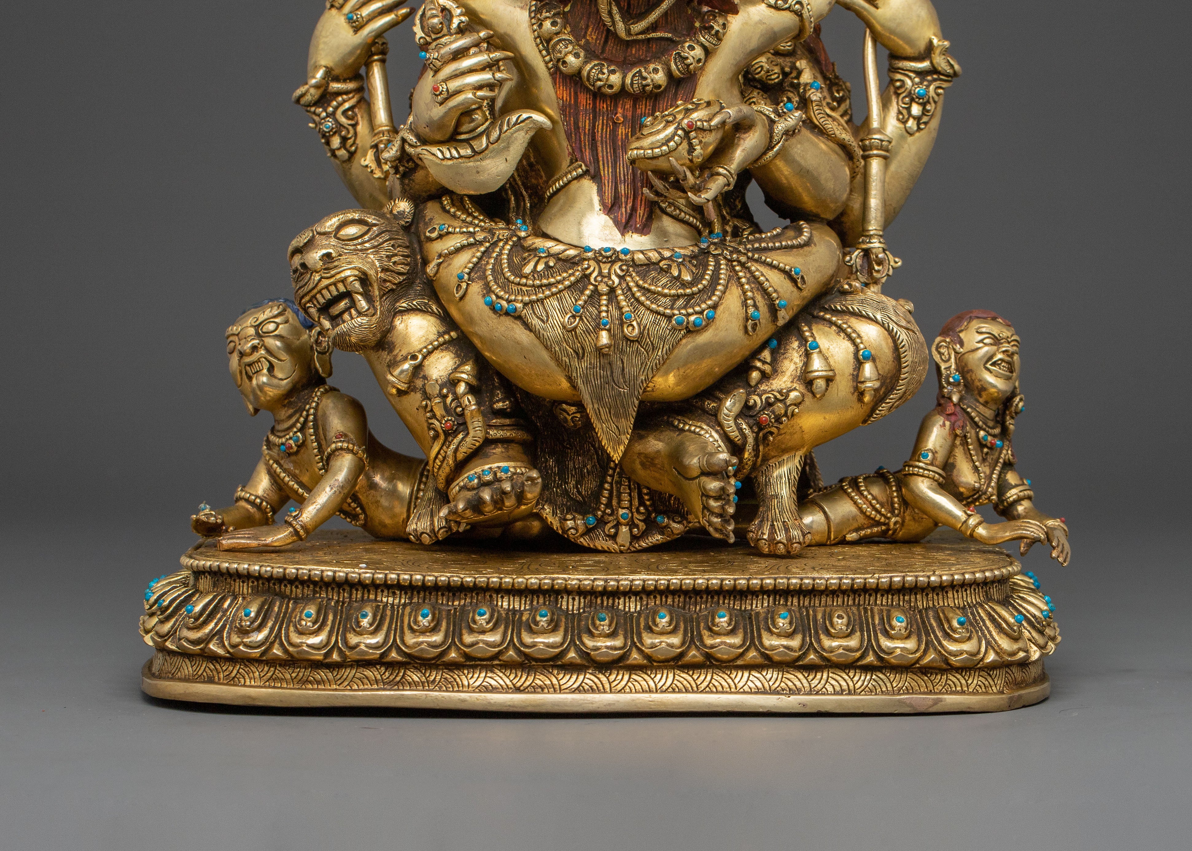 Chaturbhuja Mahakala Statue with Consort | Wrathful Protector