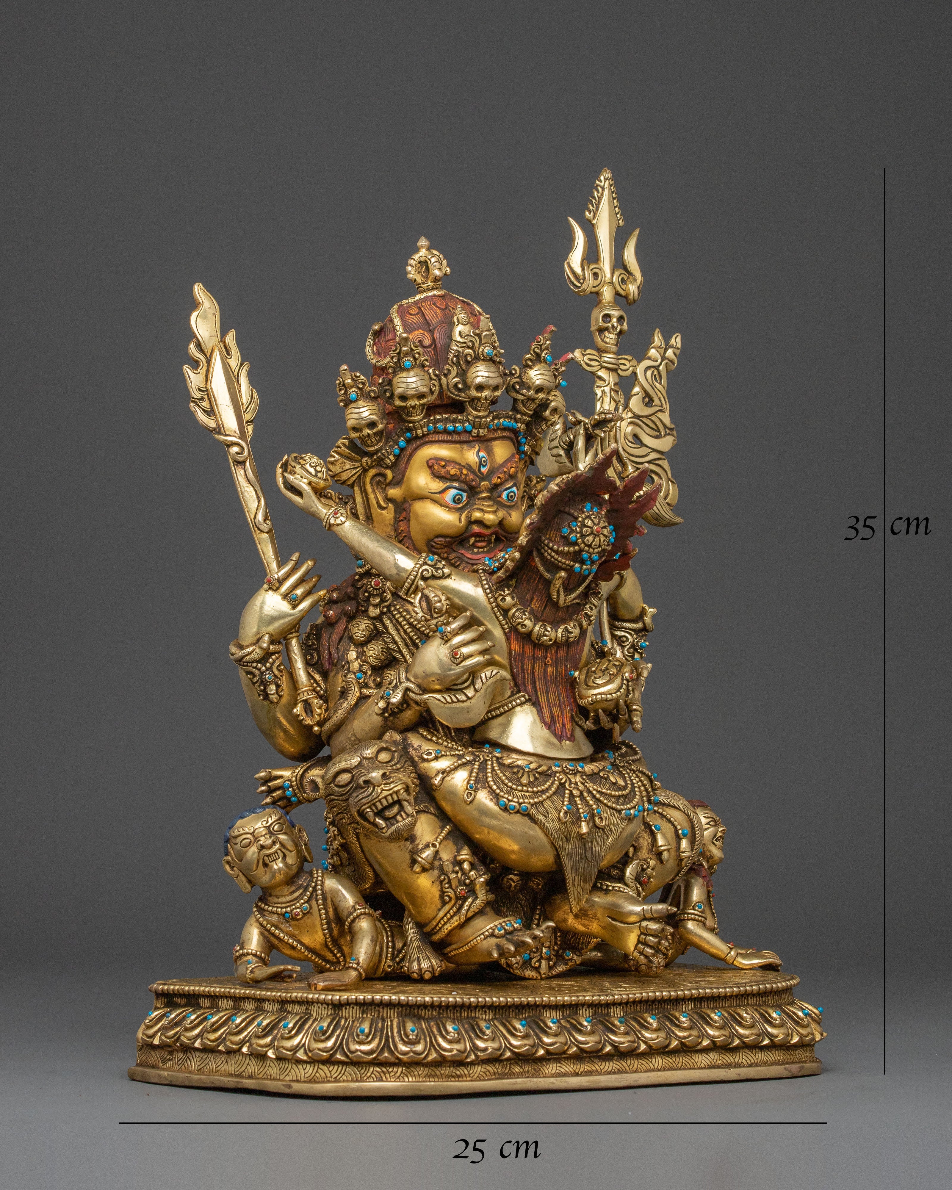 Chaturbhuja Mahakala Statue with Consort | Wrathful Protector