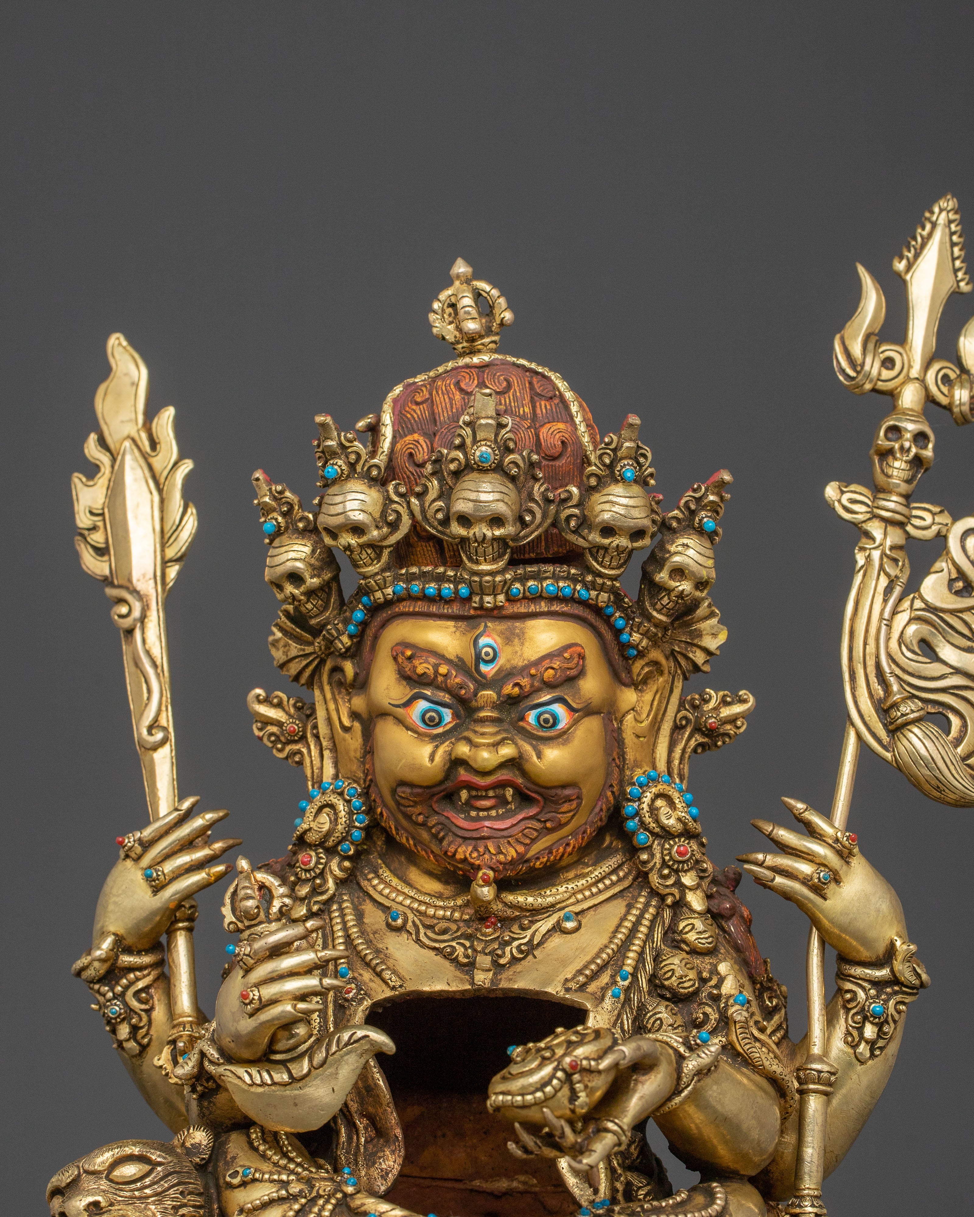 Chaturbhuja Mahakala Statue with Consort | Wrathful Protector