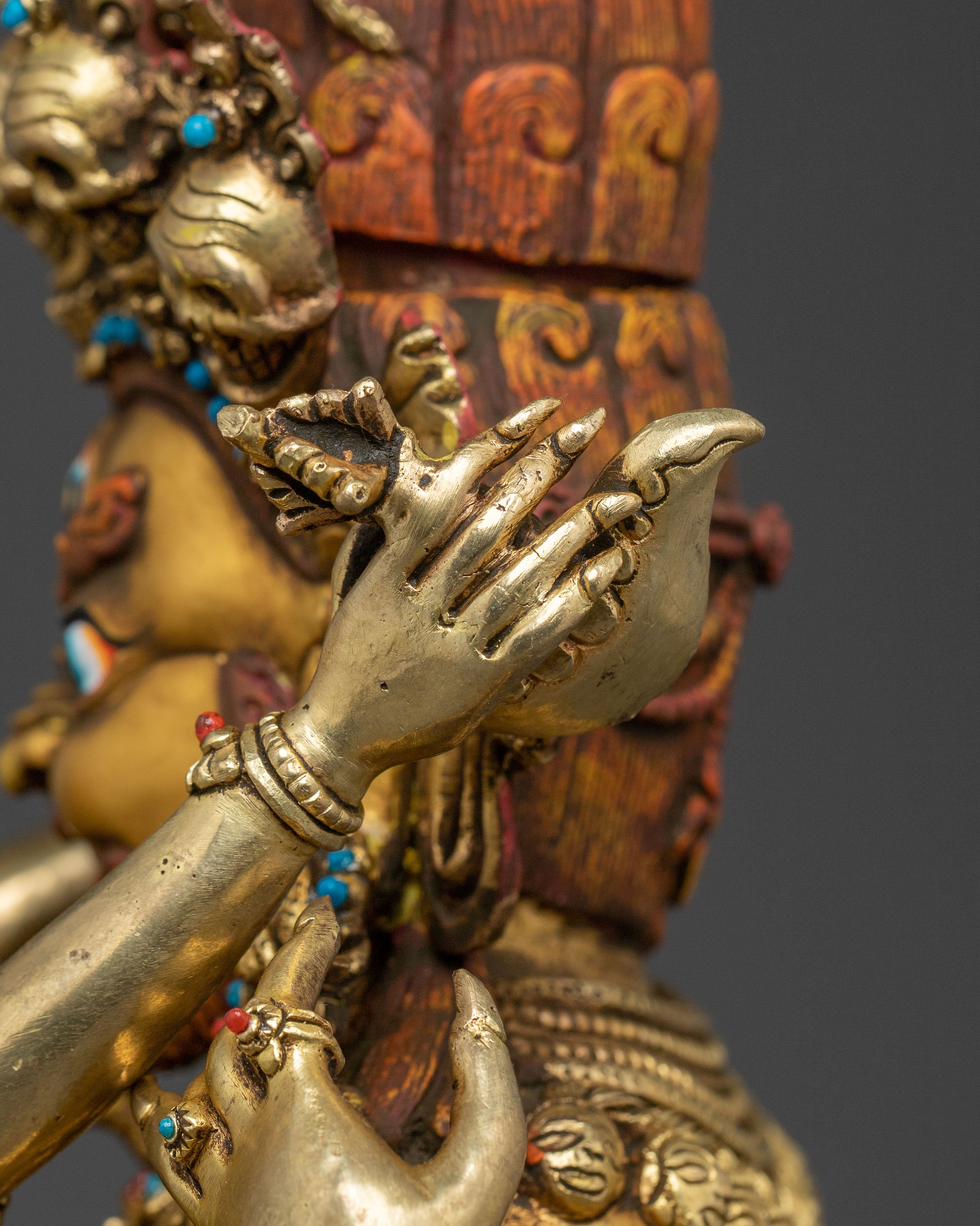 Chaturbhuja Mahakala Statue with Consort | Wrathful Protector