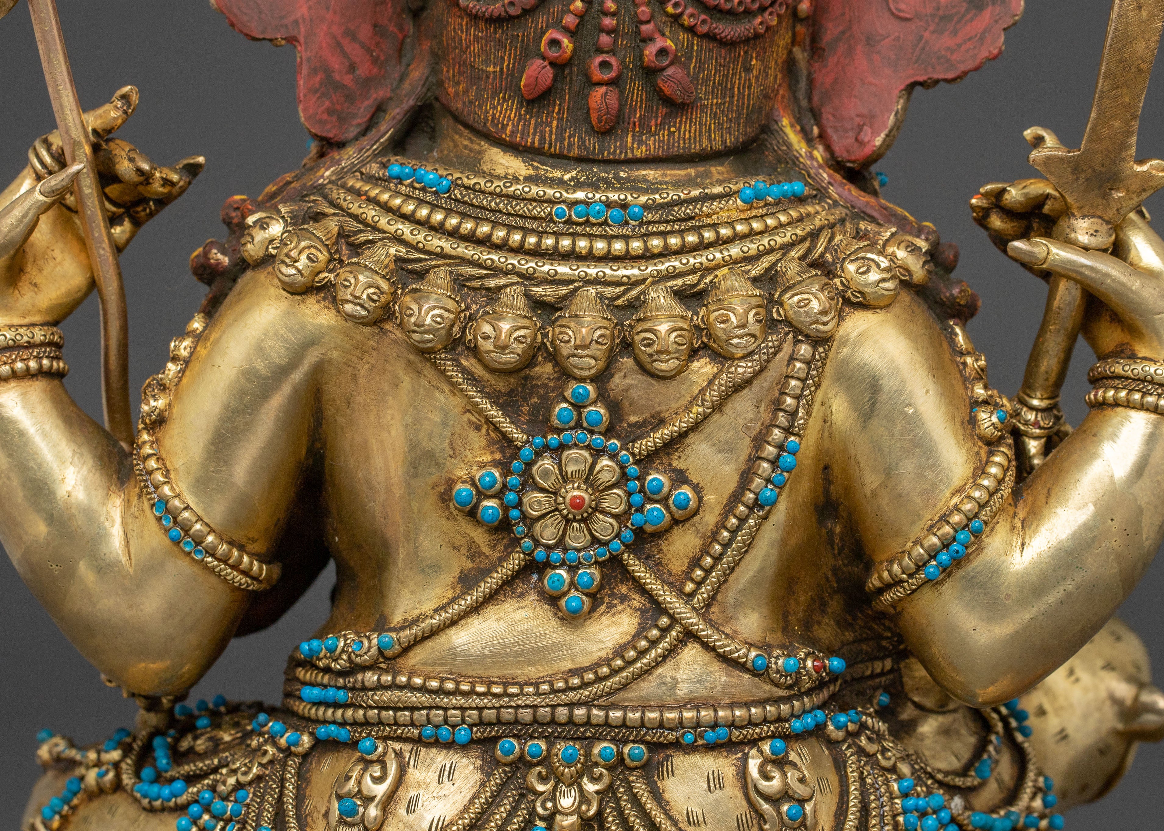 Chaturbhuja Mahakala: 24K Gold Gilded Protector