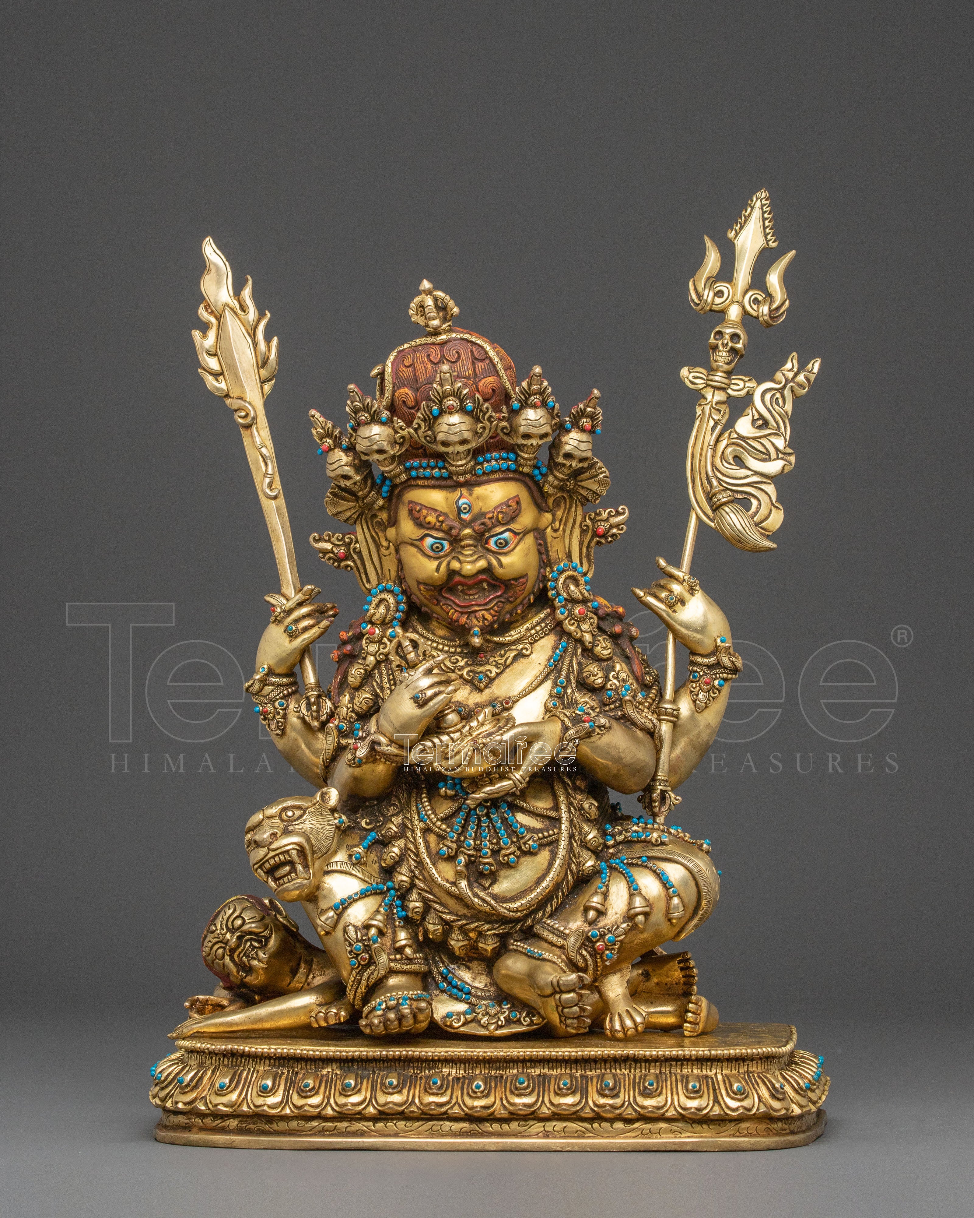 Chaturbhuja Mahakala: 24K Gold Gilded Protector