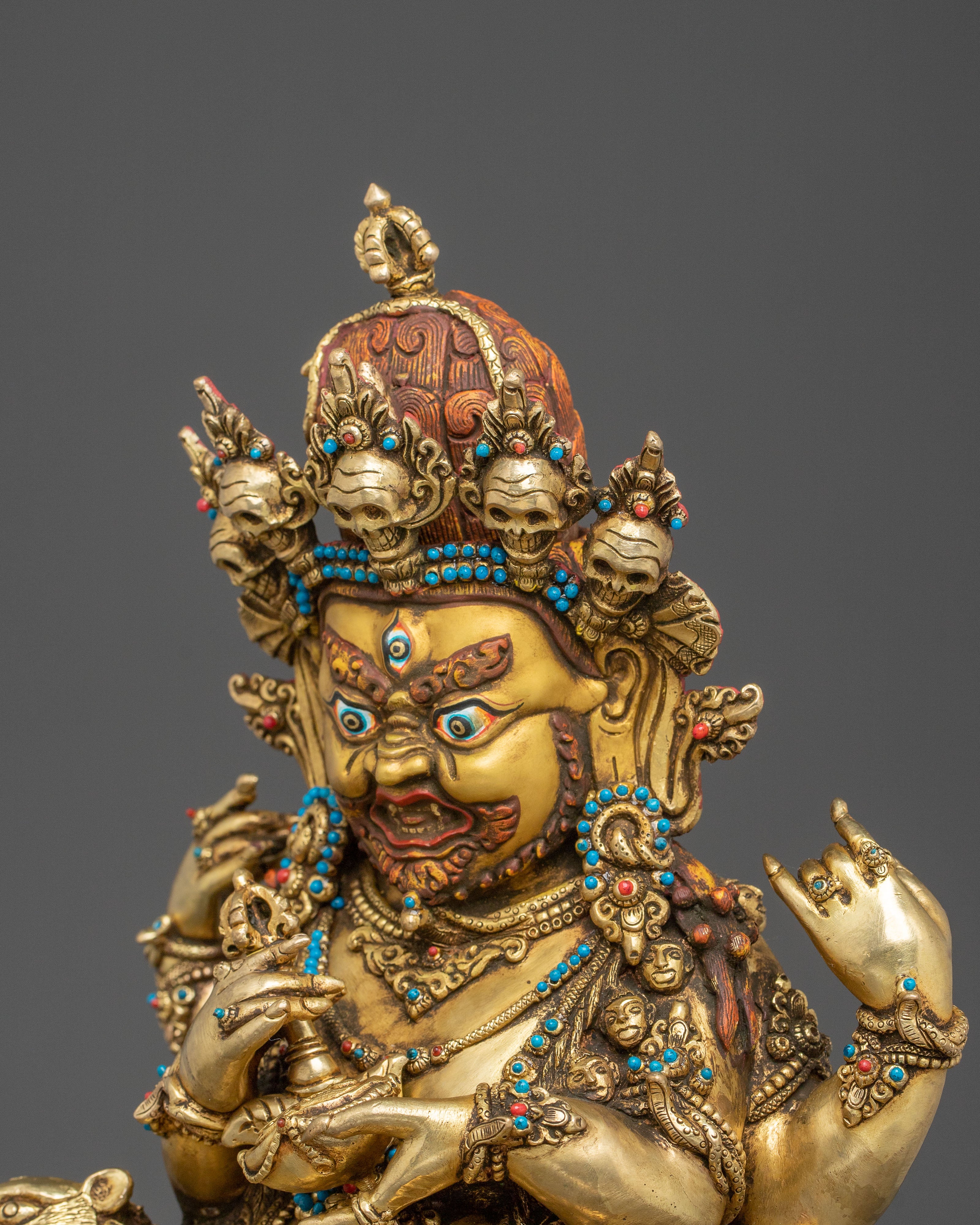 Chaturbhuja Mahakala: 24K Gold Gilded Protector