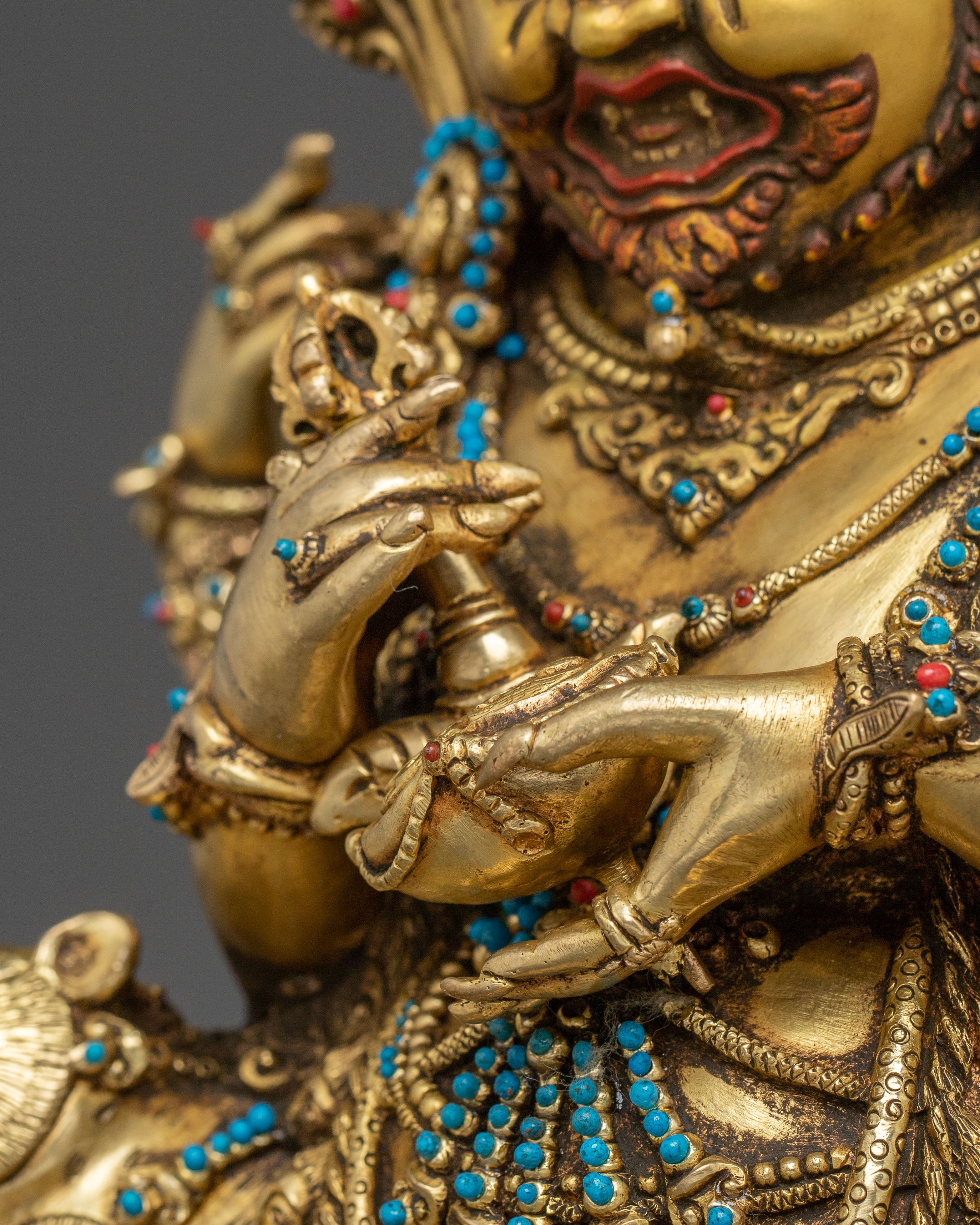 Chaturbhuja Mahakala: 24K Gold Gilded Protector