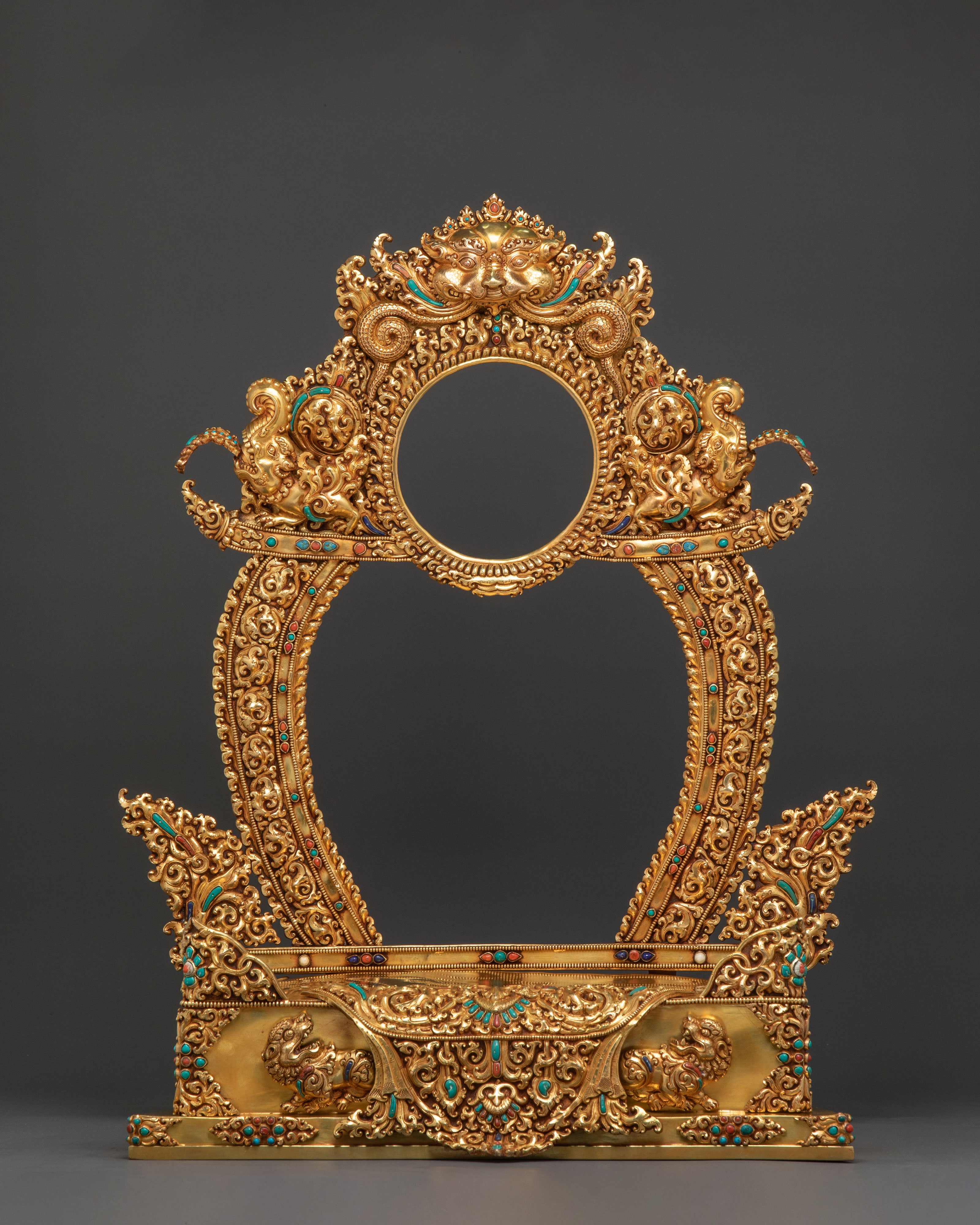 White Tara Statue Seated on Throne | 24k Gold Glided