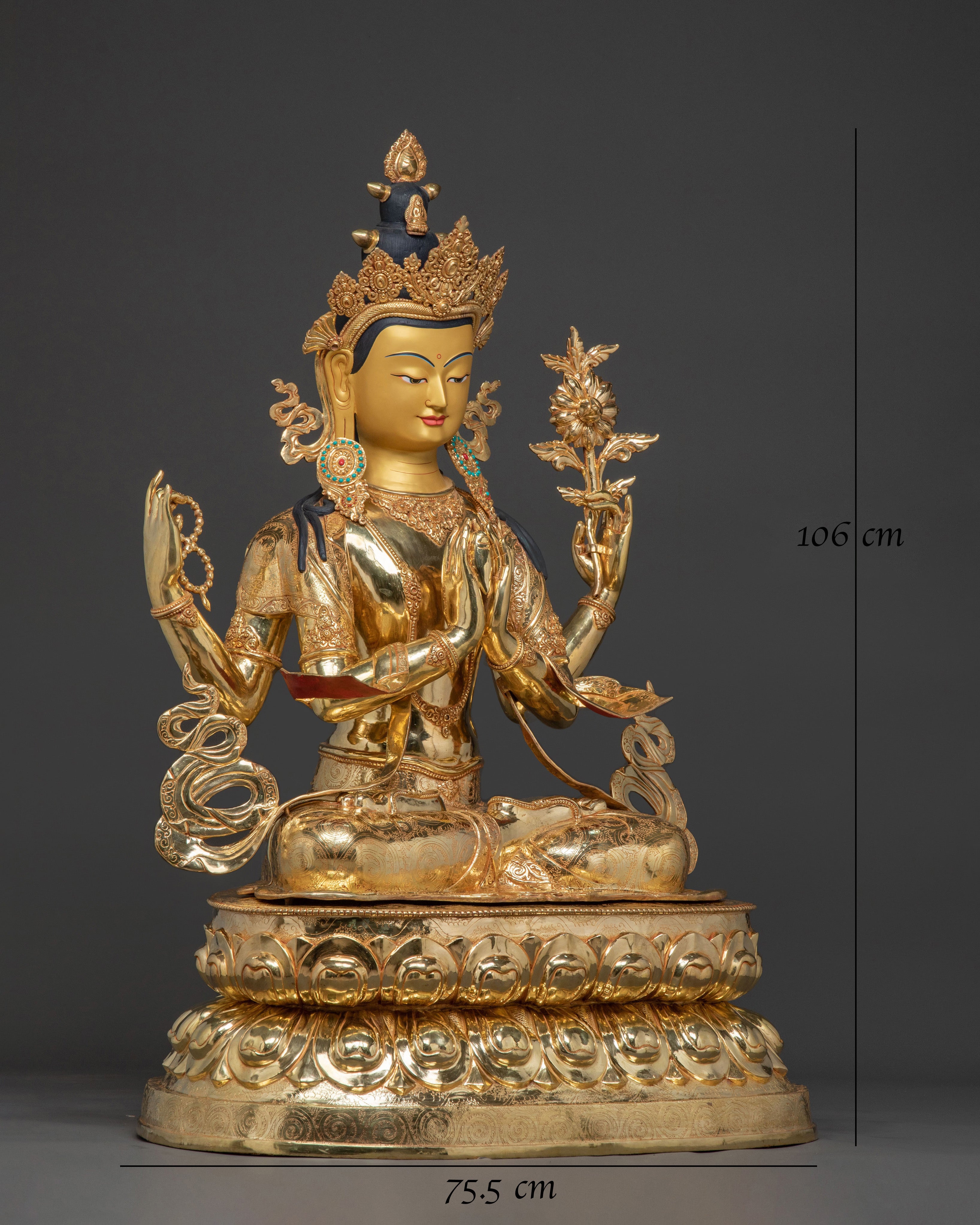 Chenrezig Tibetan Compassion Statue | Buddhist Sacred Altar Decor