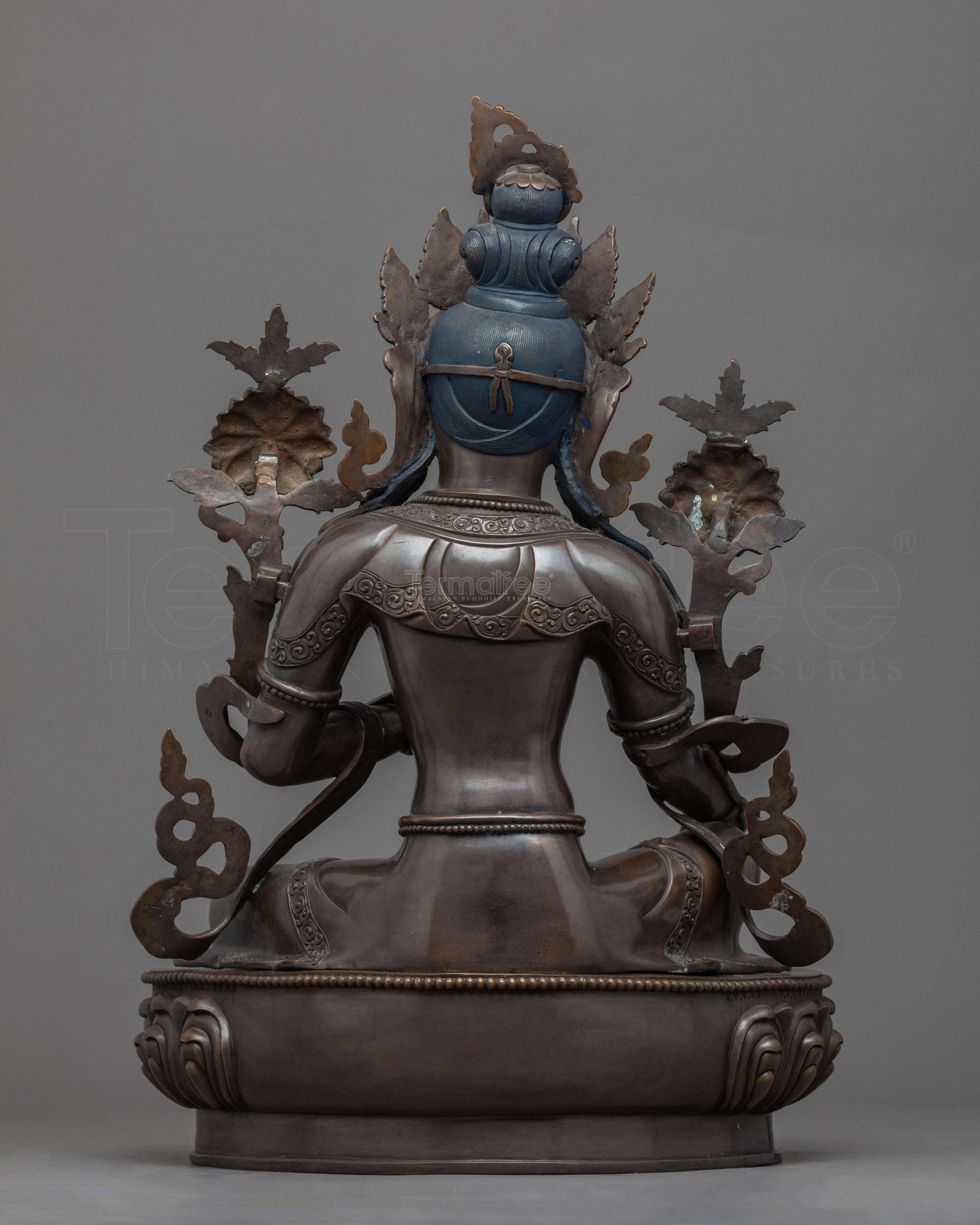 Copper Statue For Green Tara Hand Mudra Practice | Traditionally Hand-Carved Art - Termatree