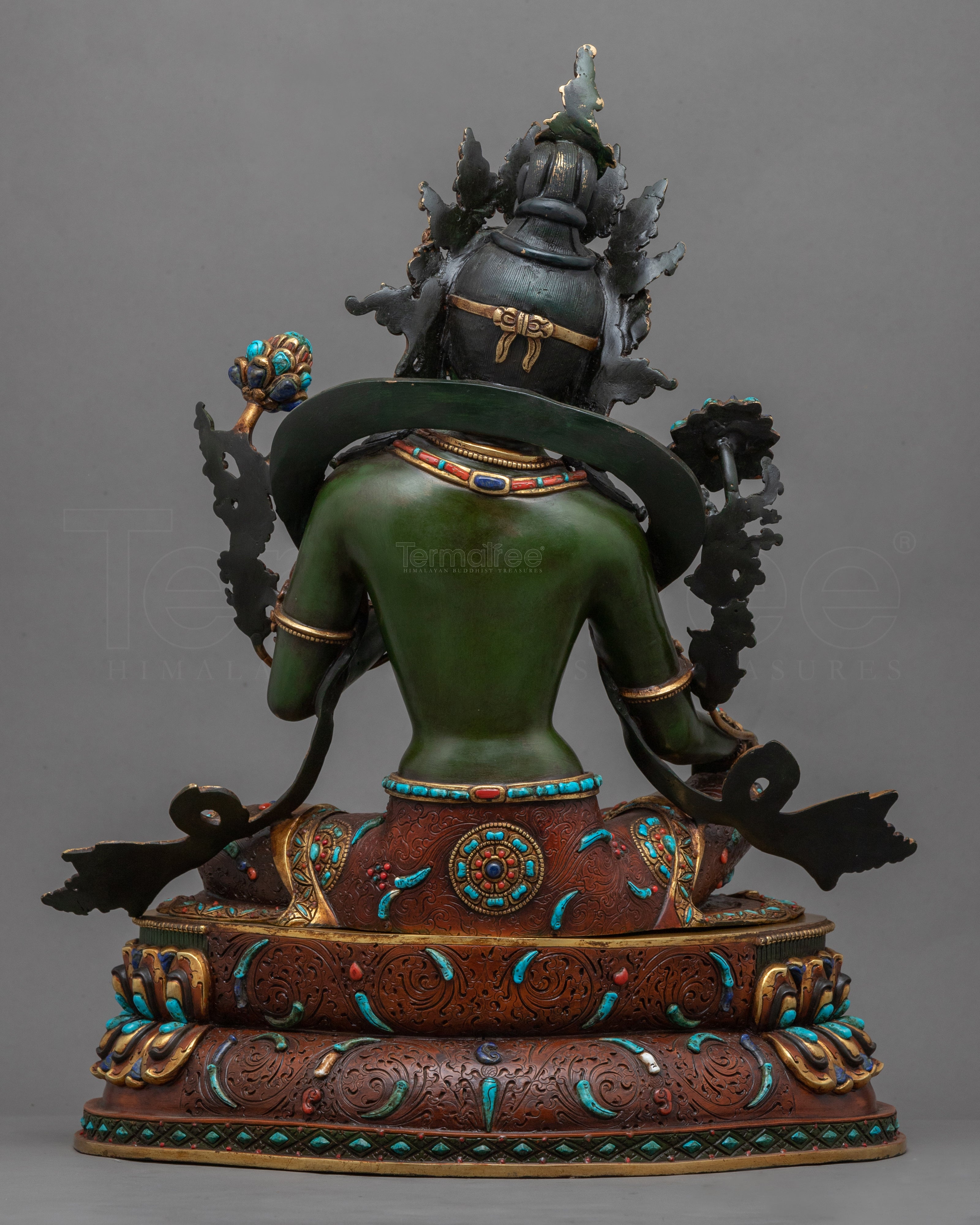 24K Genuine Gold-Gilded Green Tara Necklace Statue | Hand-Carved Buddhist Deity Sculpture - Termatree