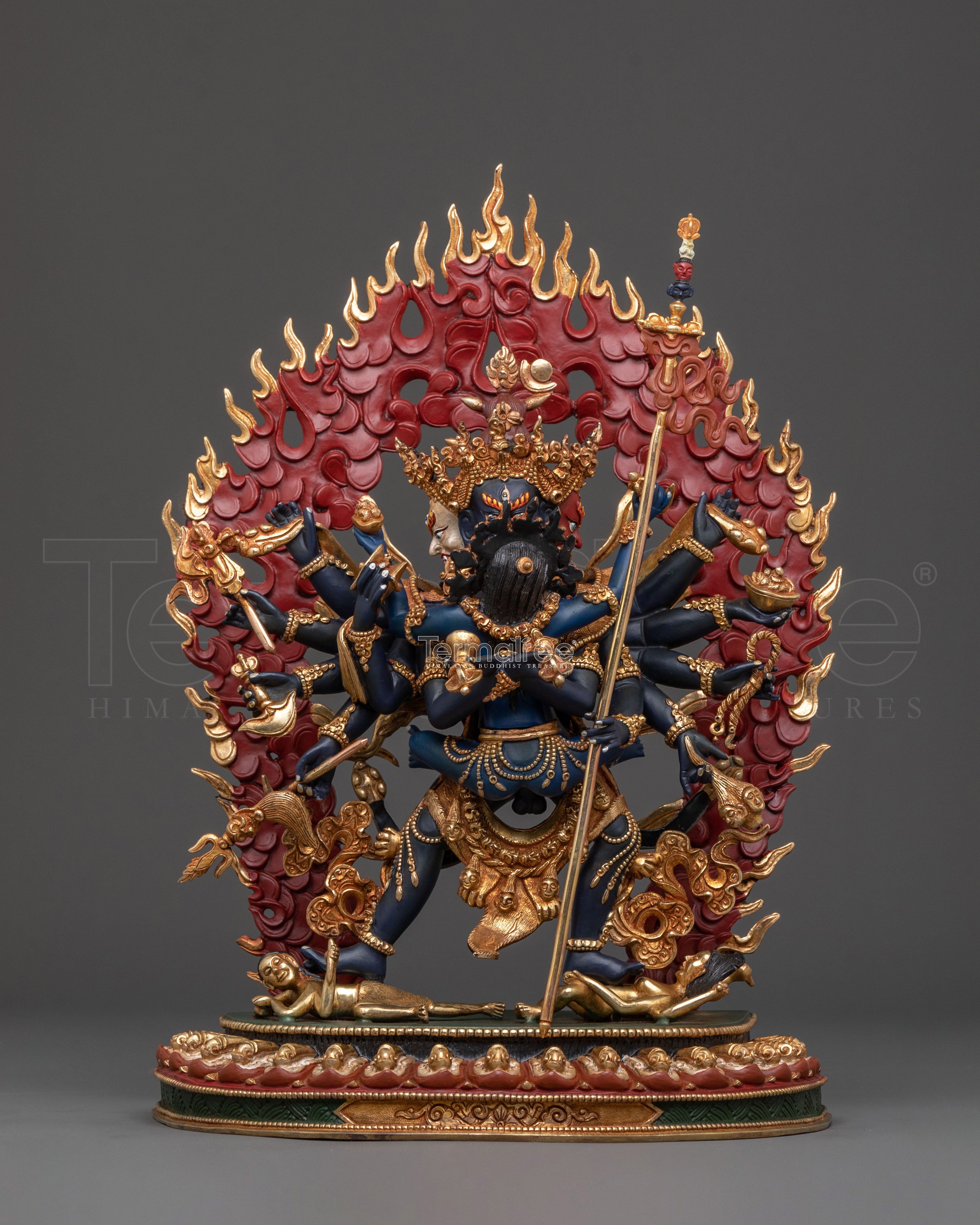 Chakrasamvara With Vajravarahi: 24K Gold Gilded Sculpture