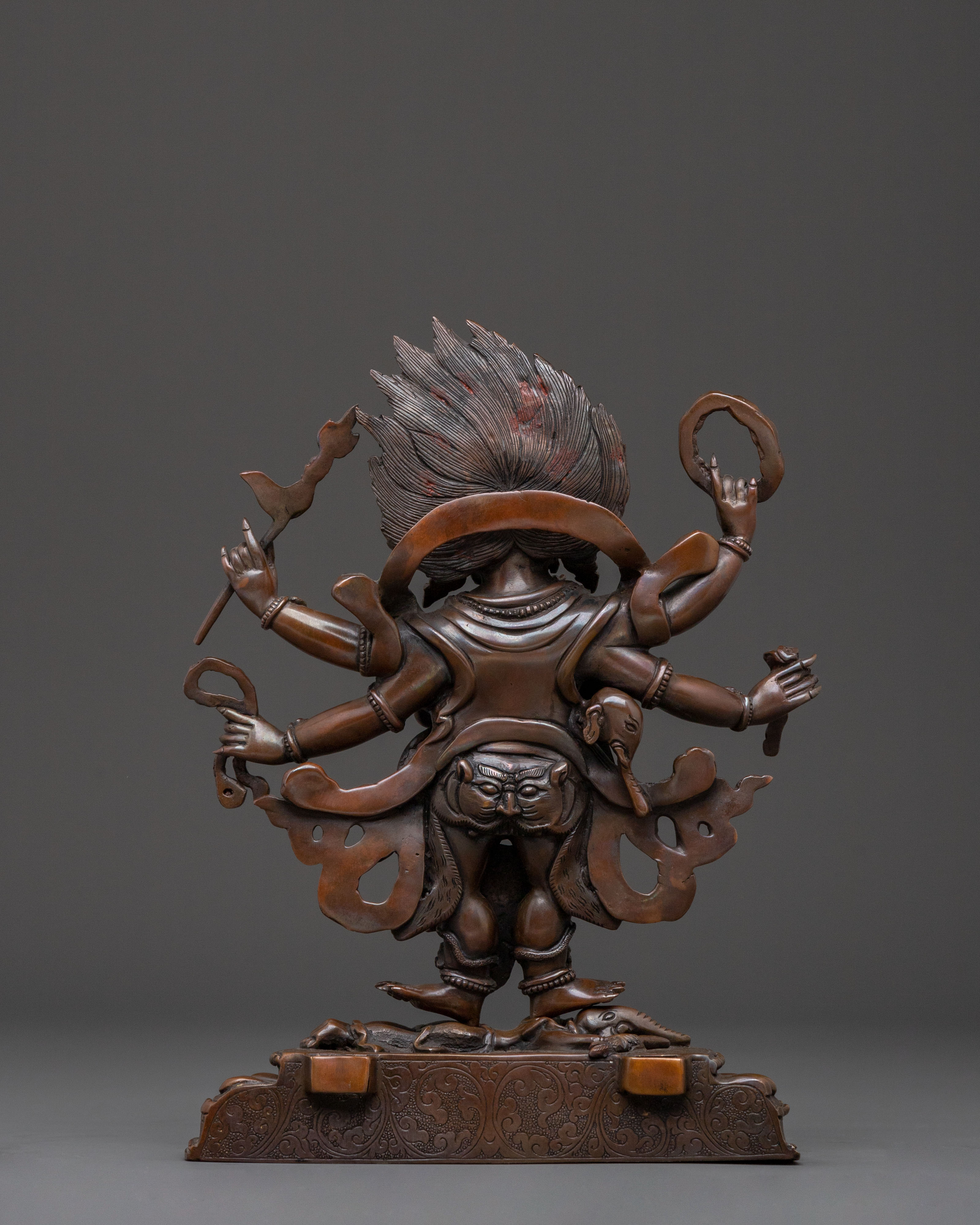 Shadbhuja Mahakala Oxidized Statue | Fierce Protector of the Dharma