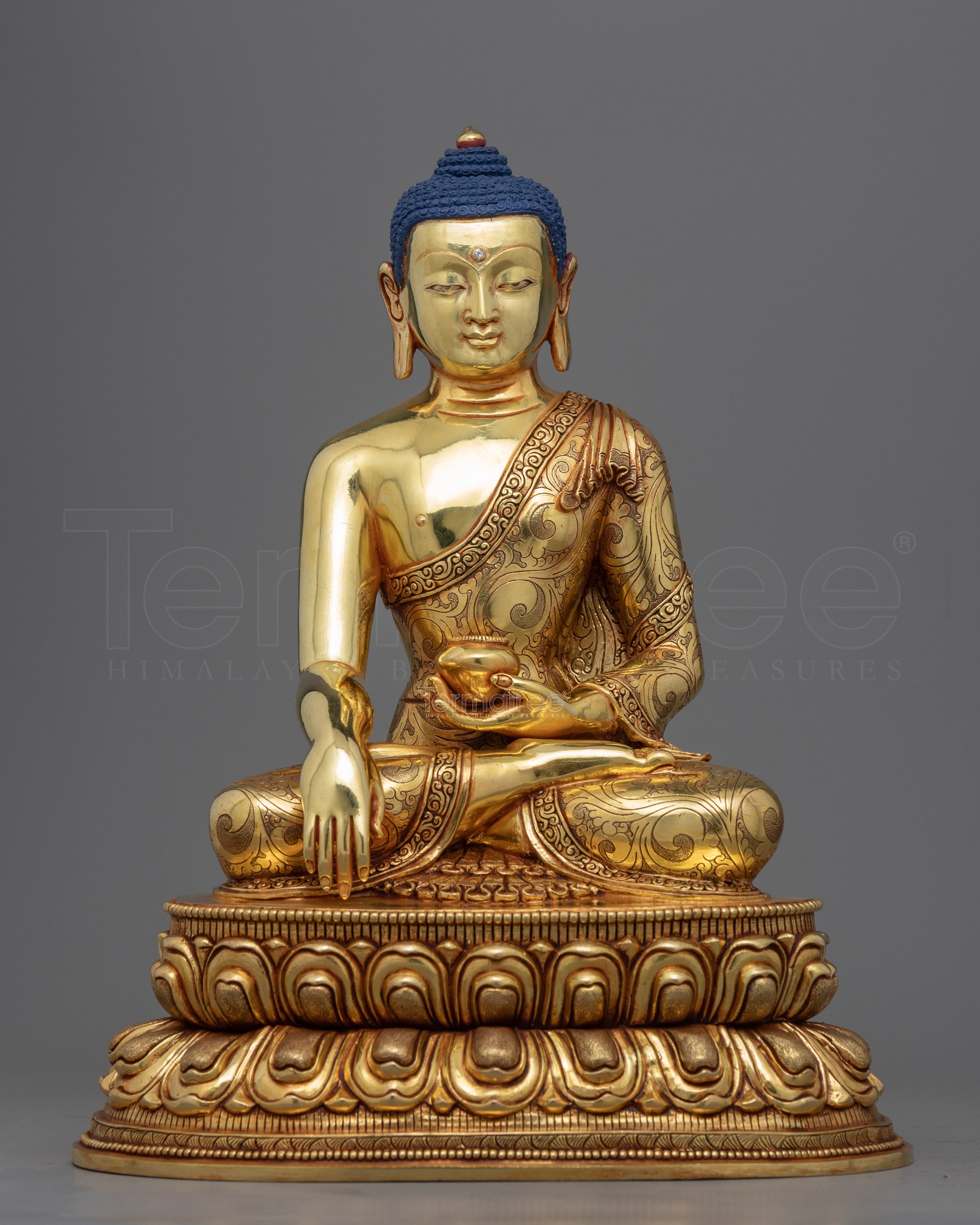 Shakyamuni Buddha Prayers Statue | Historical Buddha Seated On Lotus Seat Figurine - Termatree