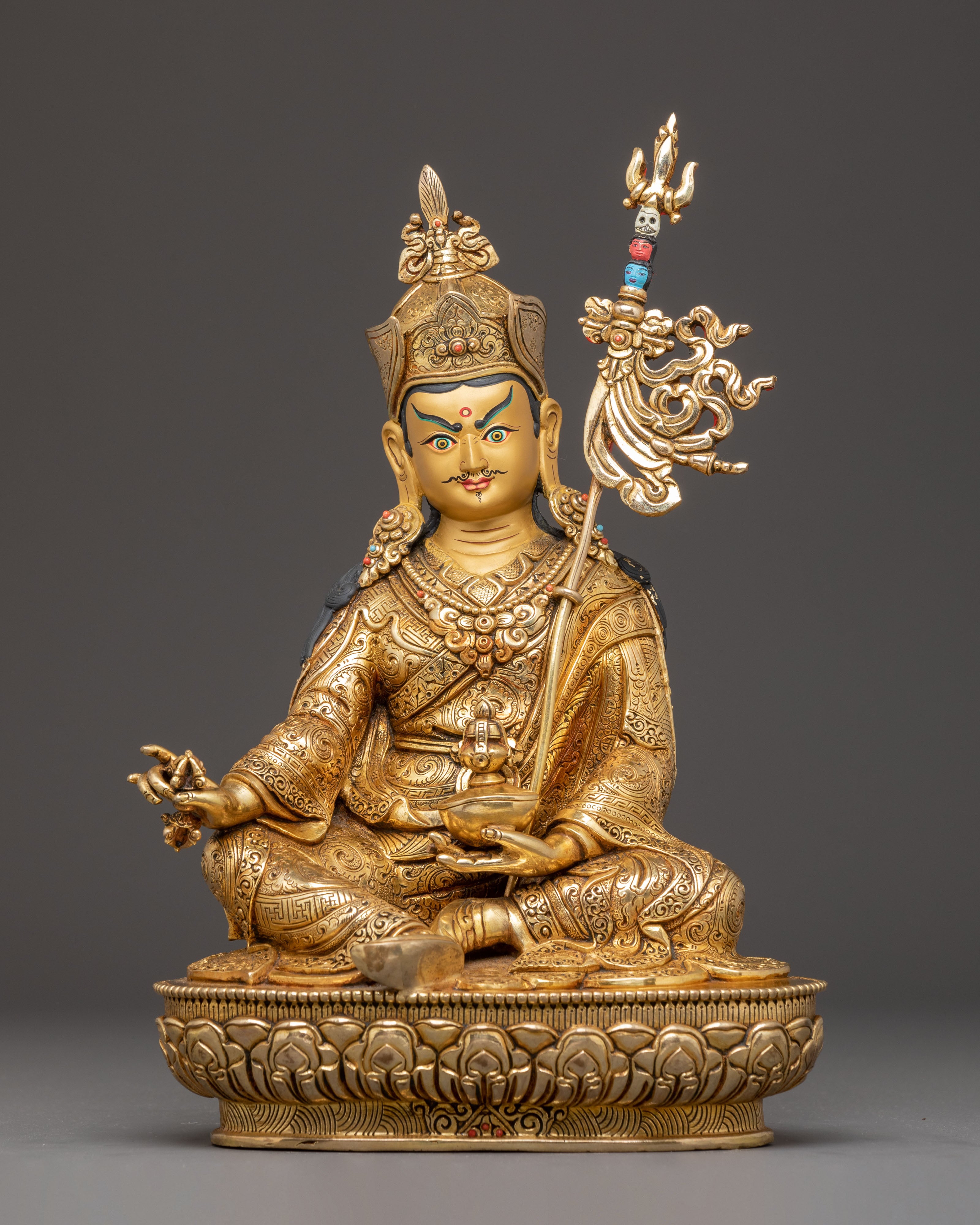 Radiant Golden Statue of Guru Padmasambhava | Tantric Master