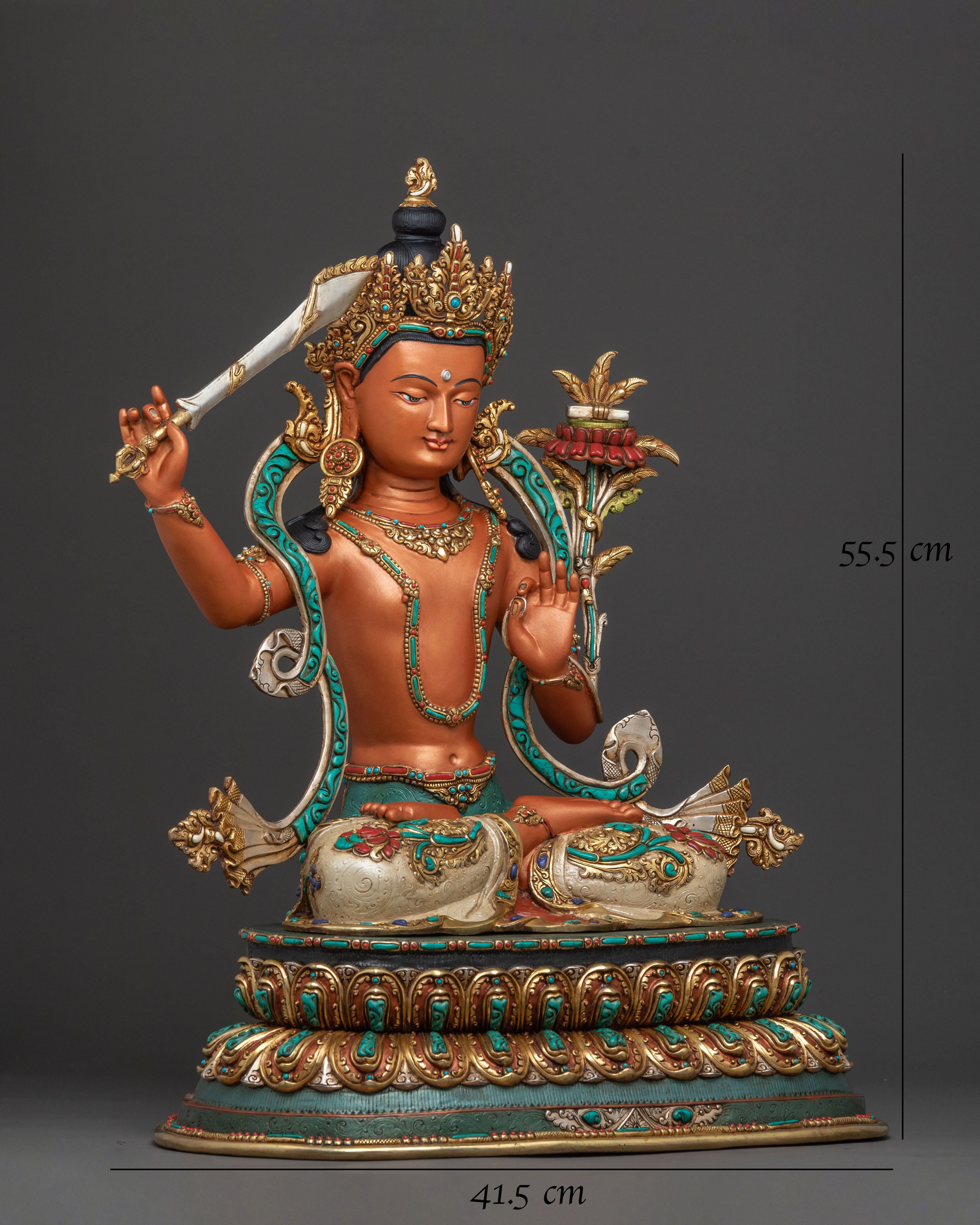 Manjushri Statue: Tibetan Buddhist Handcrafted Figurine