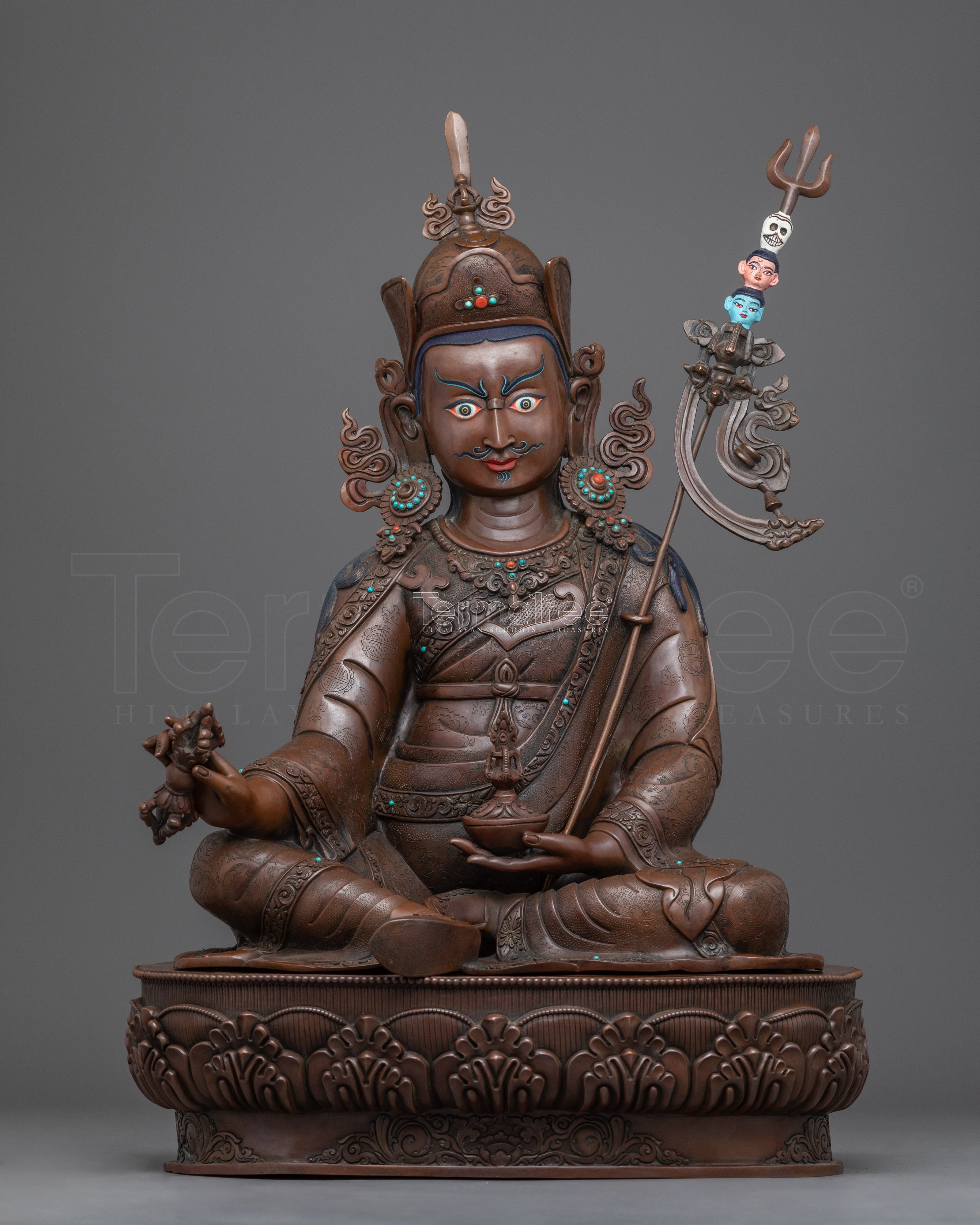 Oxidized Statue Of The Lotus Born Guru Rinpoche | Traditional Himalayan Art For Meditation