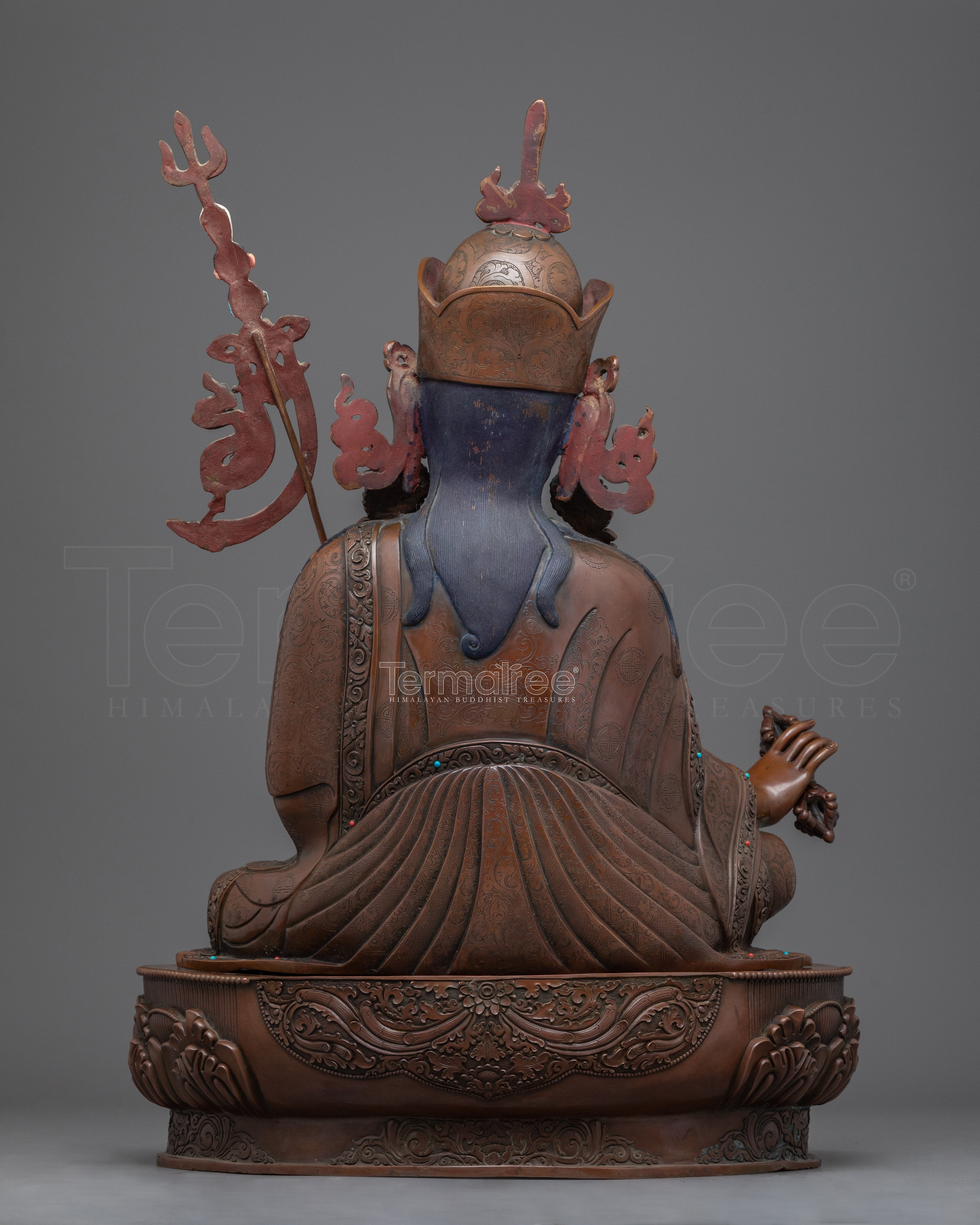 Oxidized Statue Of The Lotus Born Guru Rinpoche | Traditional Himalayan Art For Meditation - Termatree