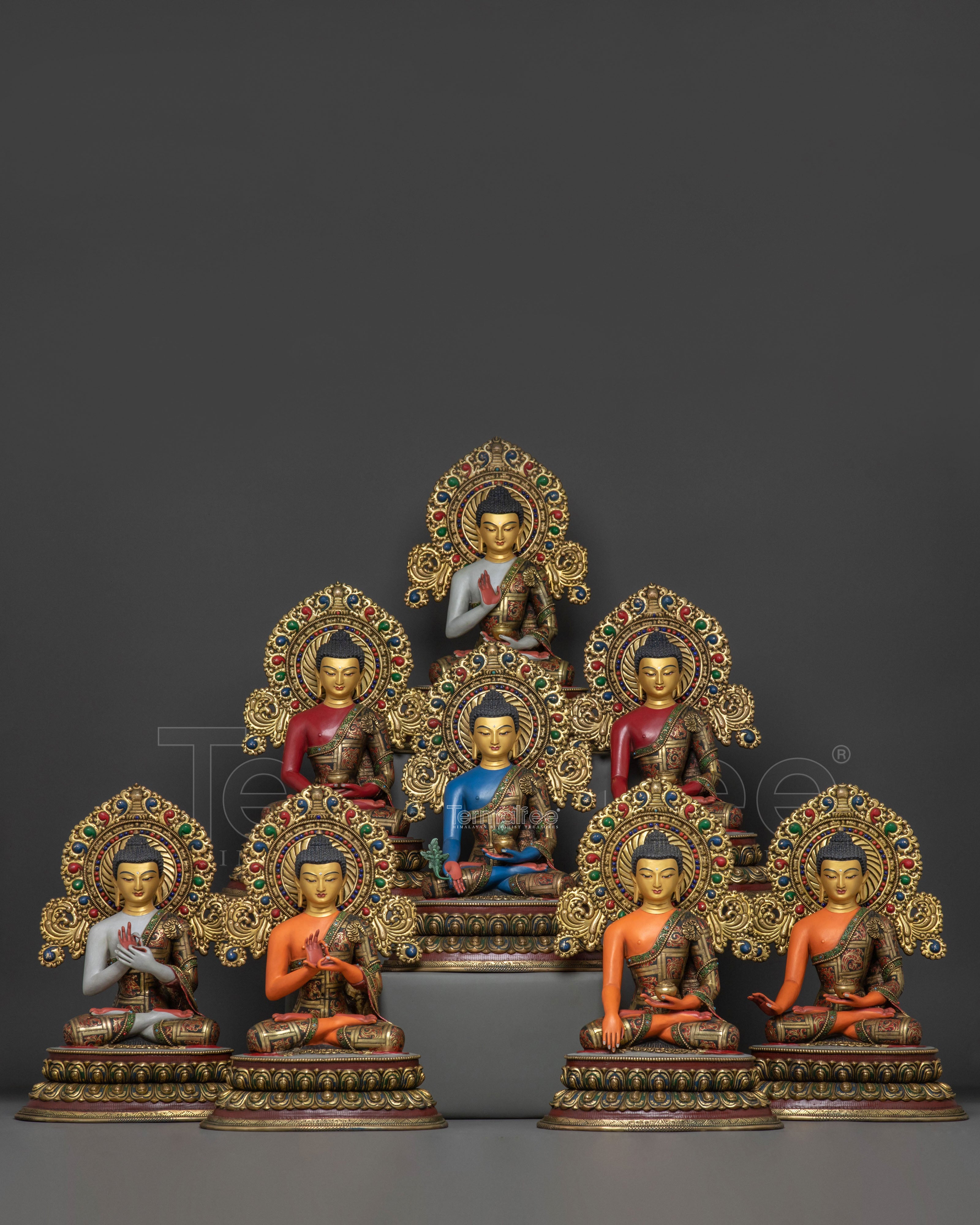 8 Buddha Sacred Statue Set | Symbol of Enlightenment and Wisdom
