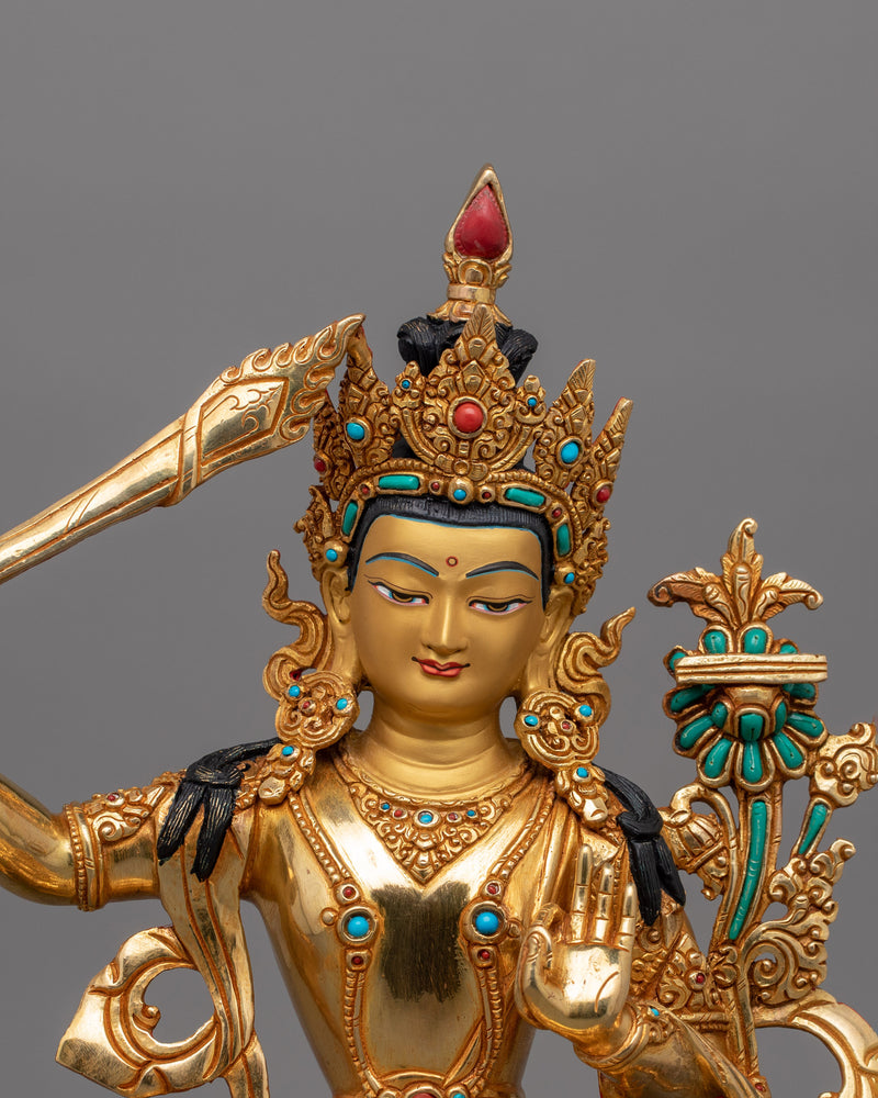 Bodhisattva Manjushri Wisdom Deity Figurine | A Symbol of Enlightenment