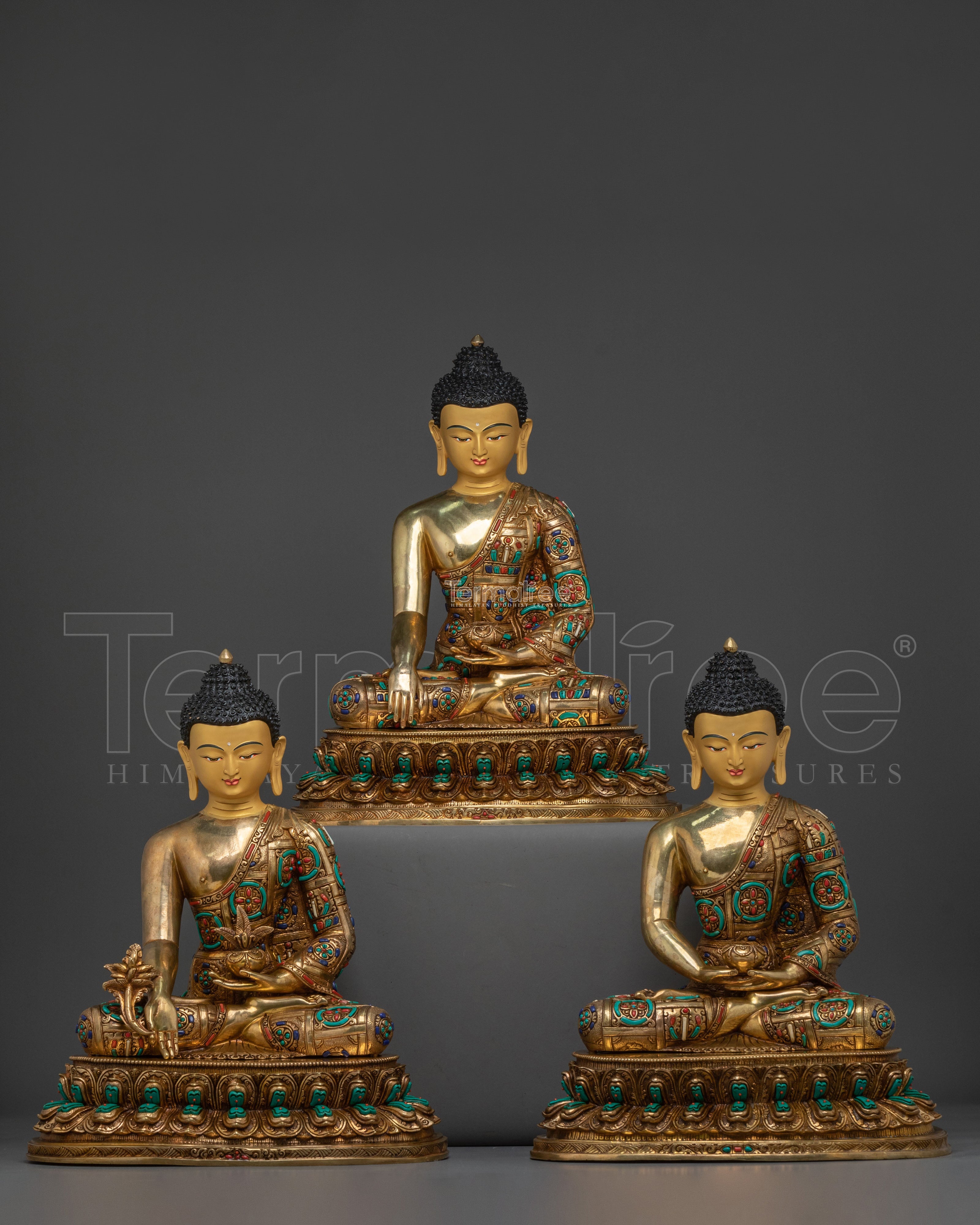 Three Buddhas Statue Set 