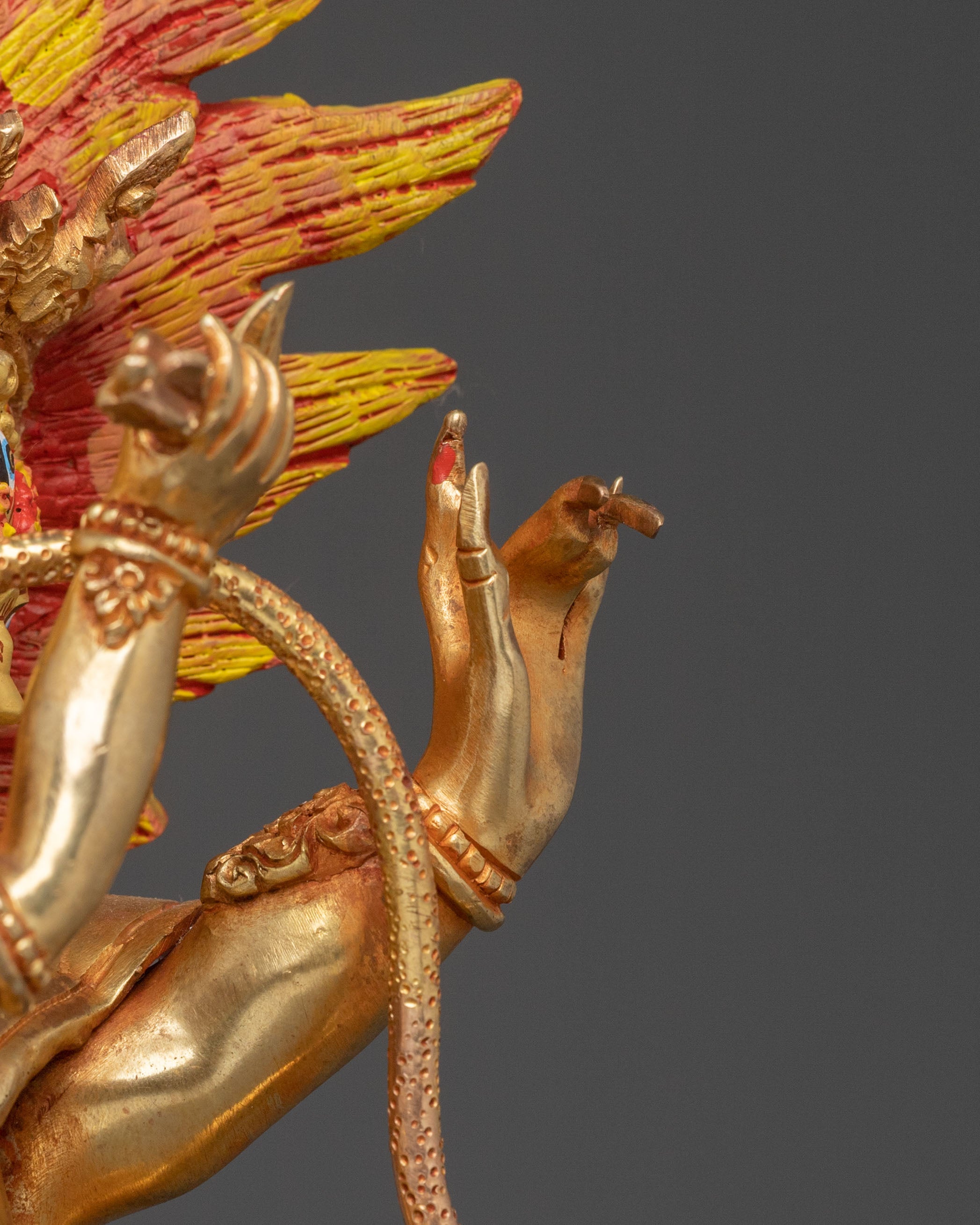 Mahachakra Vajrapani with Consort Statue: 24K Gold Gilded
