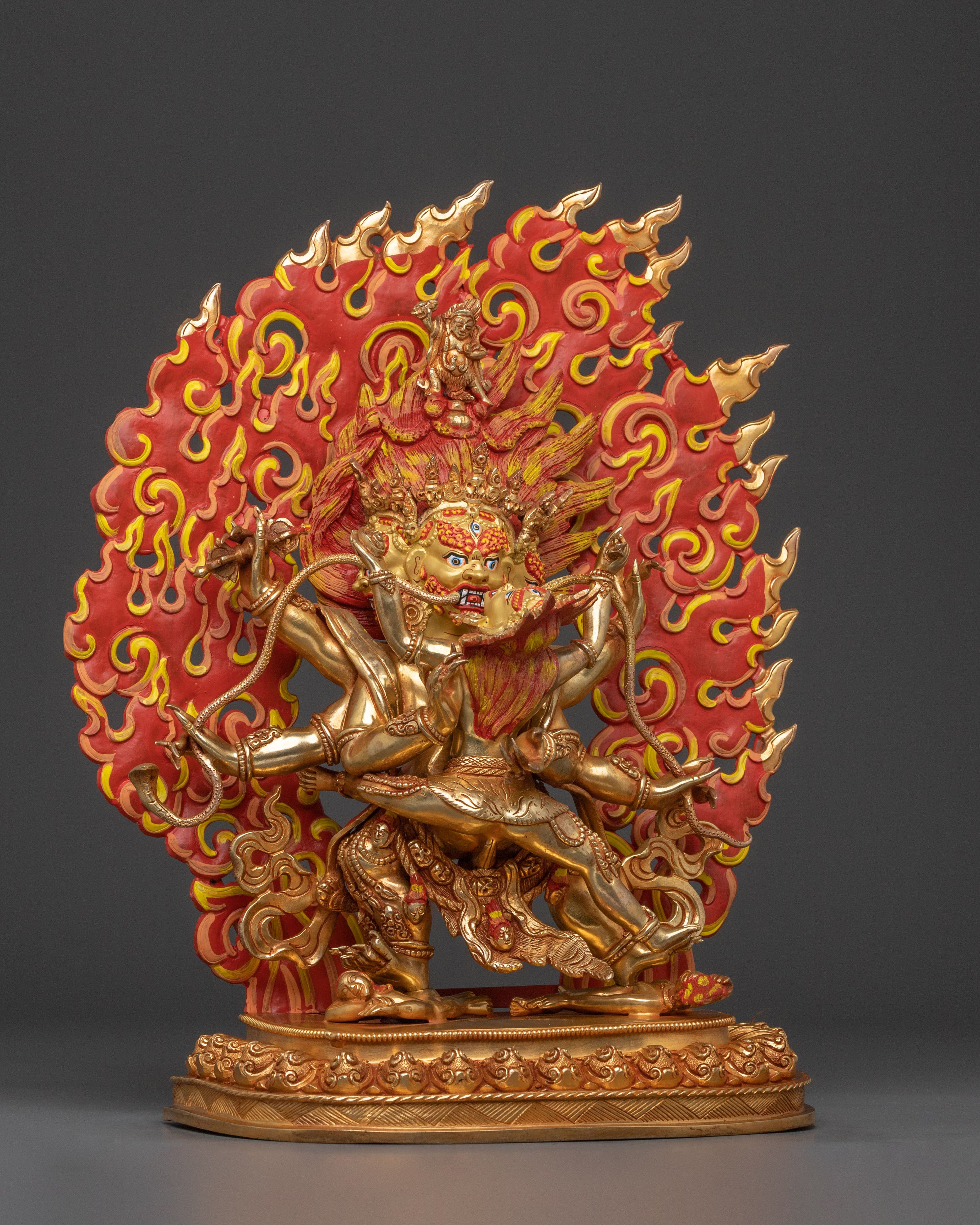 Mahachakra Vajrapani with Consort Statue: 24K Gold Gilded