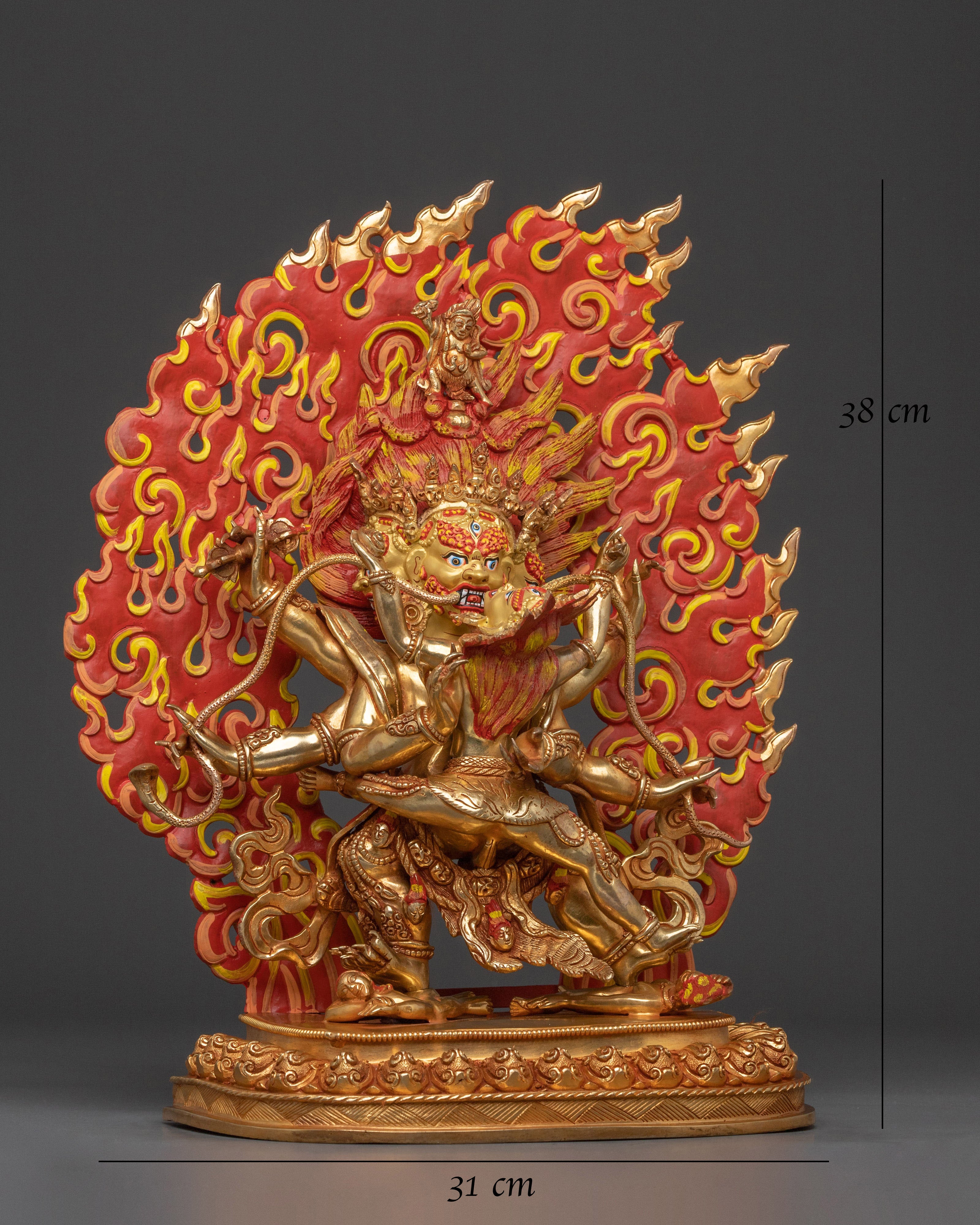 Mahachakra Vajrapani with Consort Statue: 24K Gold Gilded