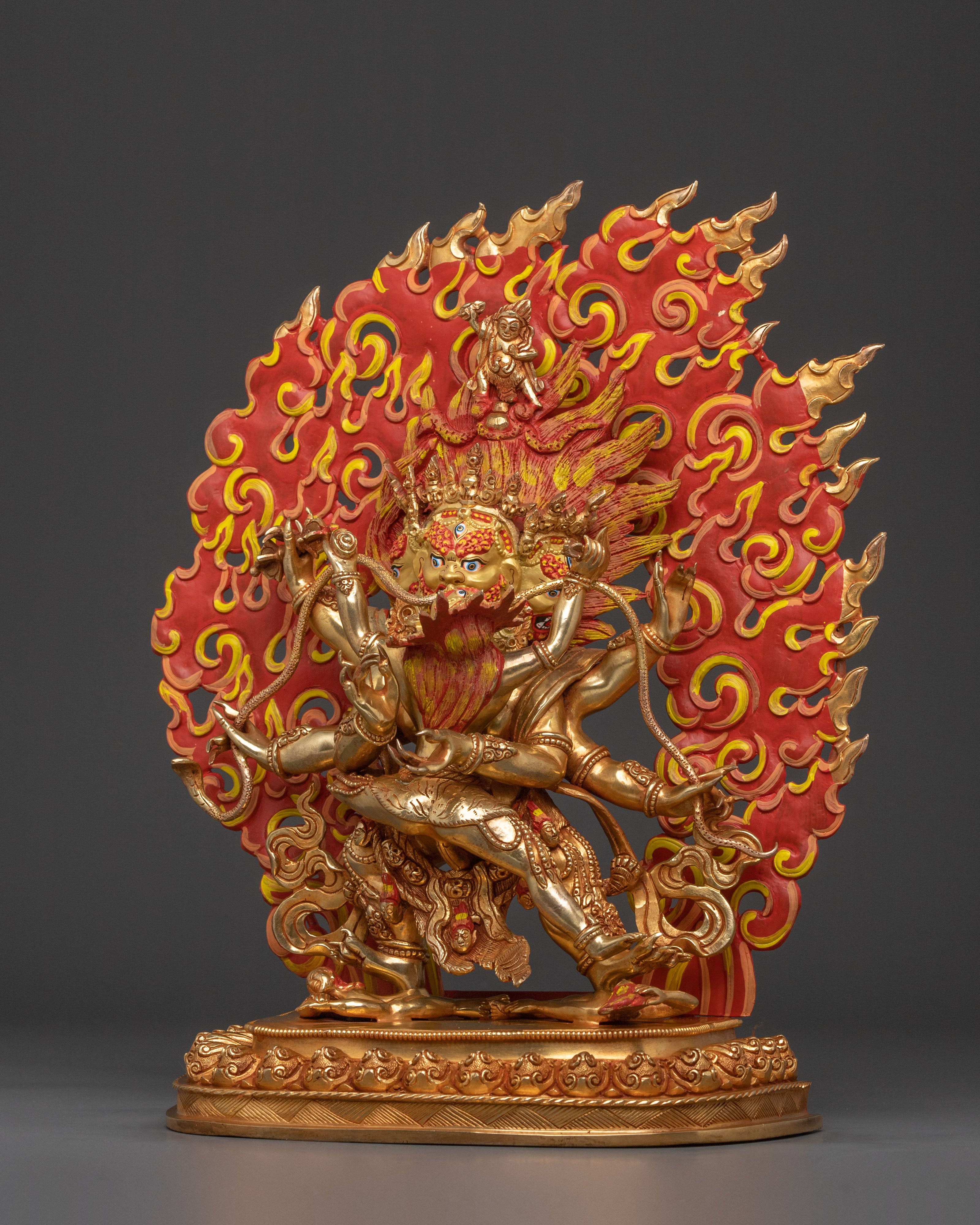 Mahachakra Vajrapani with Consort Statue: 24K Gold Gilded