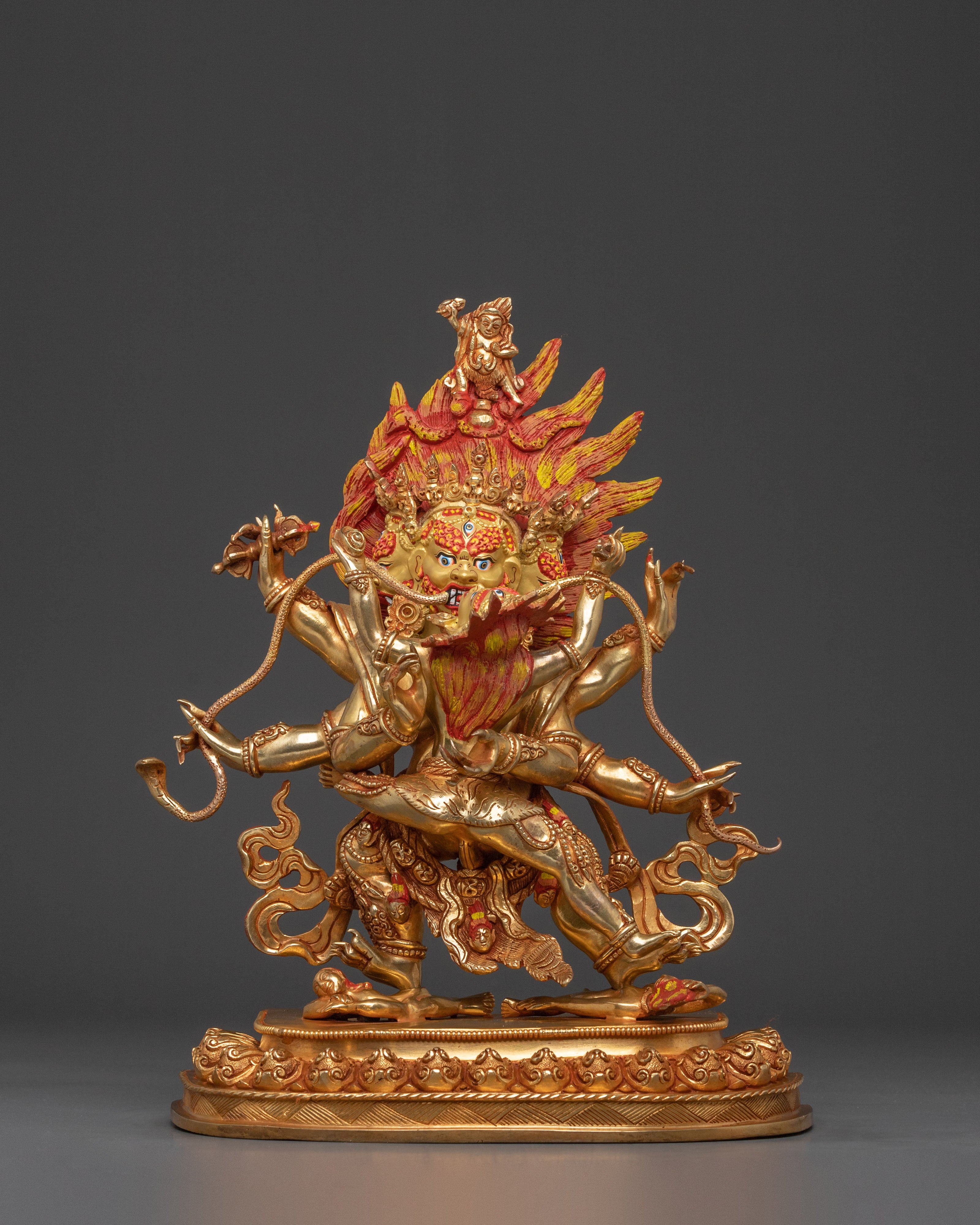 Mahachakra Vajrapani with Consort Statue: 24K Gold Gilded