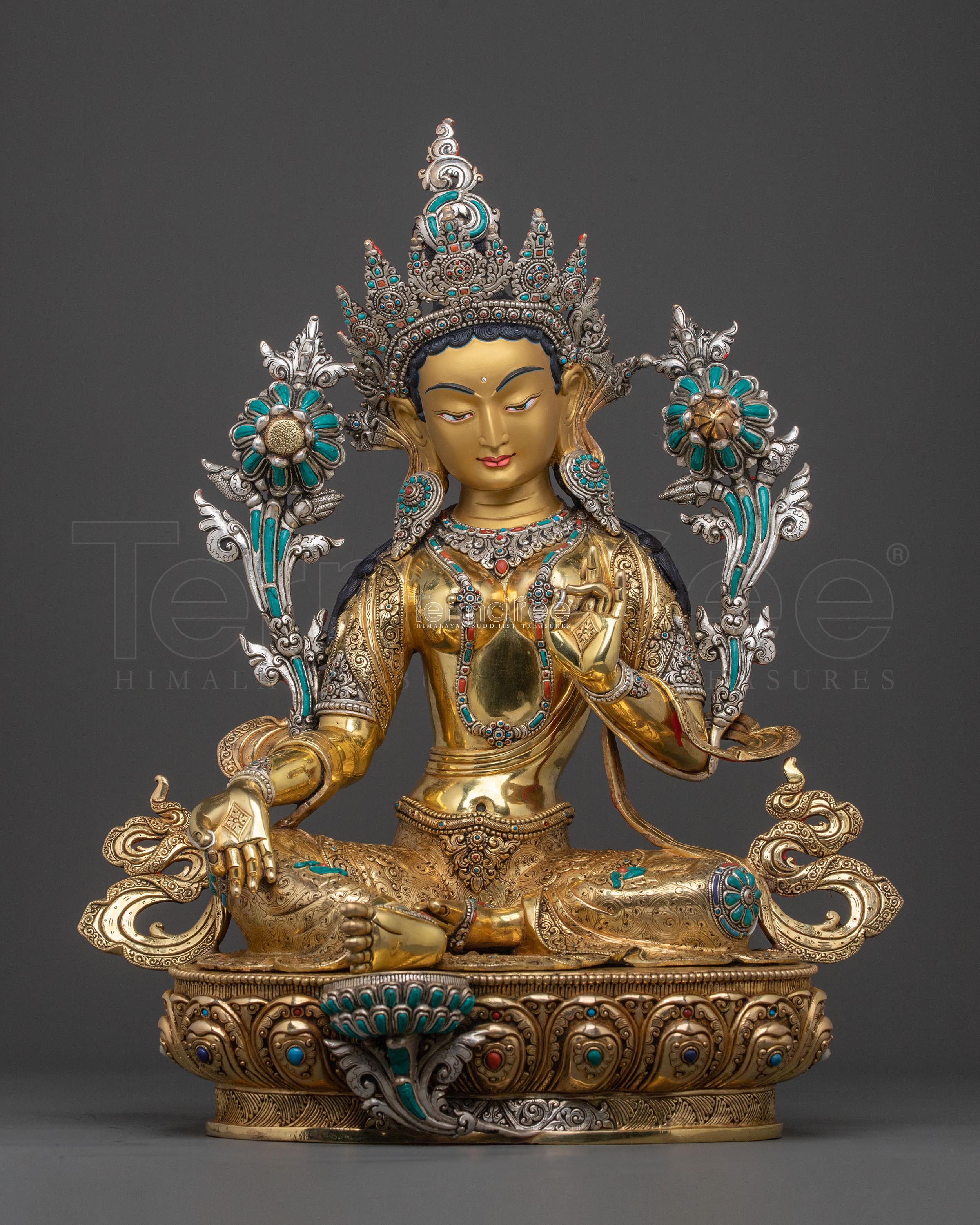 Hand-Carved Green Tara Statue | Tibetan Buddhist Goddess