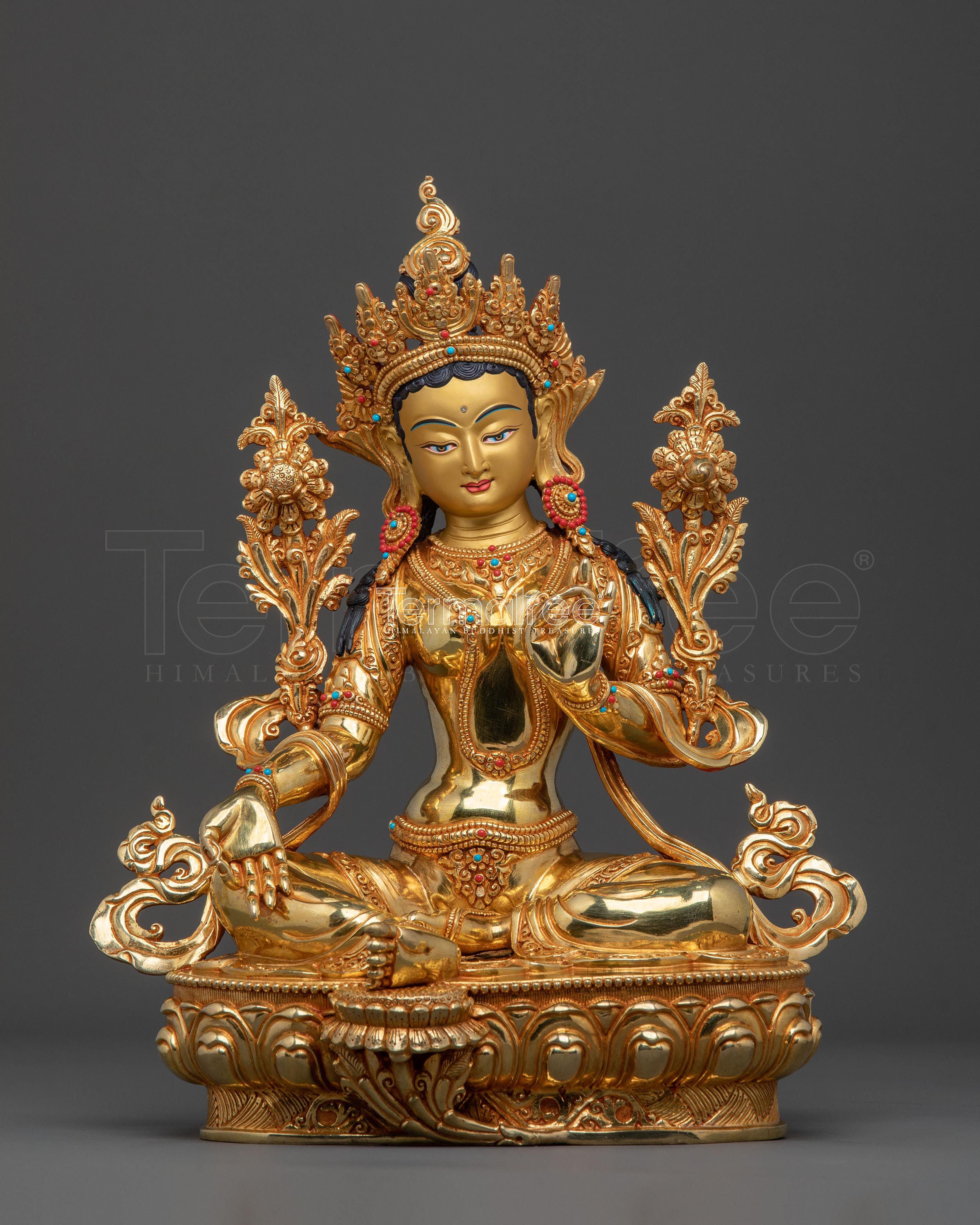 Handmade Green Tara Buddhist Goddess Statue