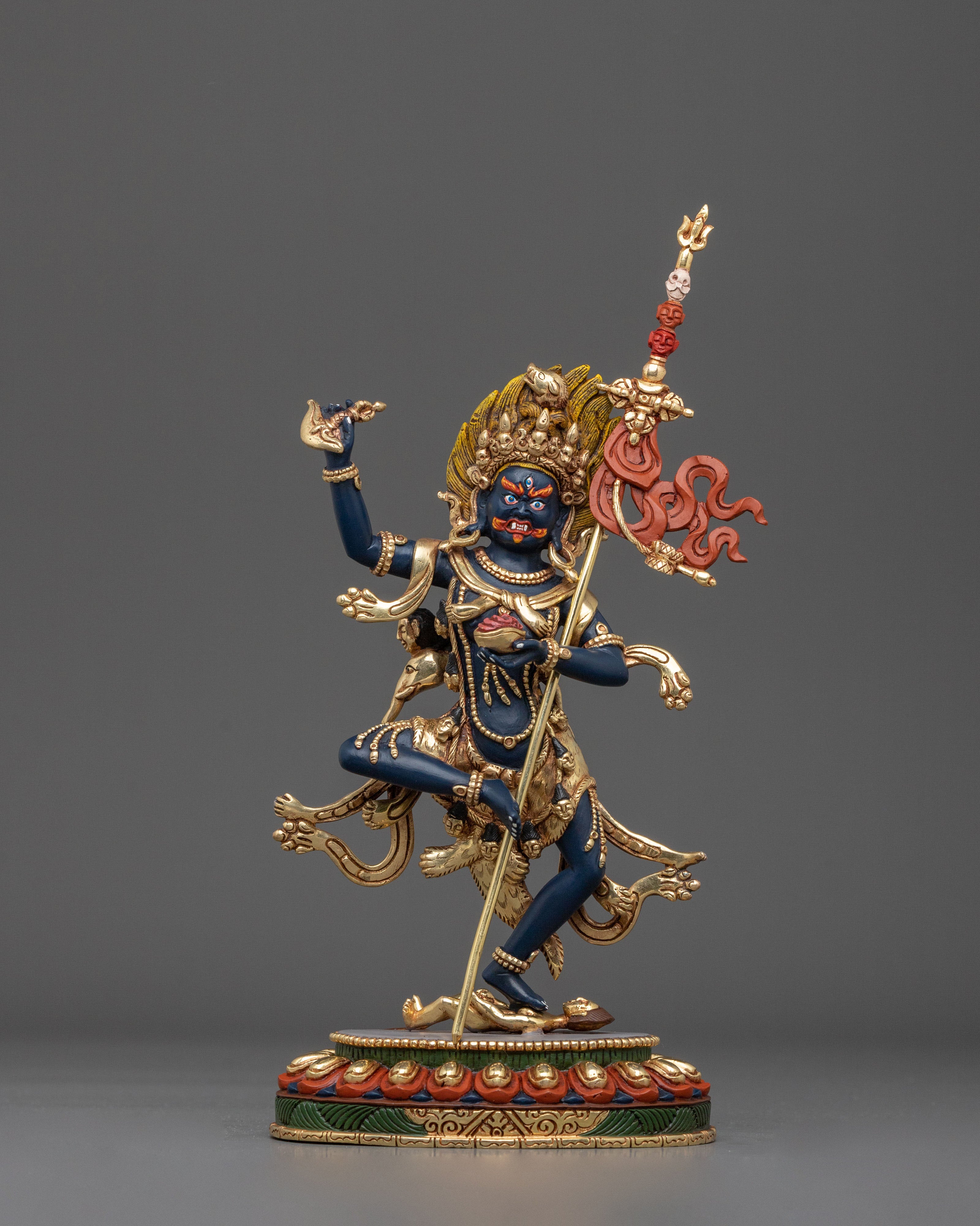 Wrathful Statue of Yogini Troma Nagmo: 24K Gold Gilded