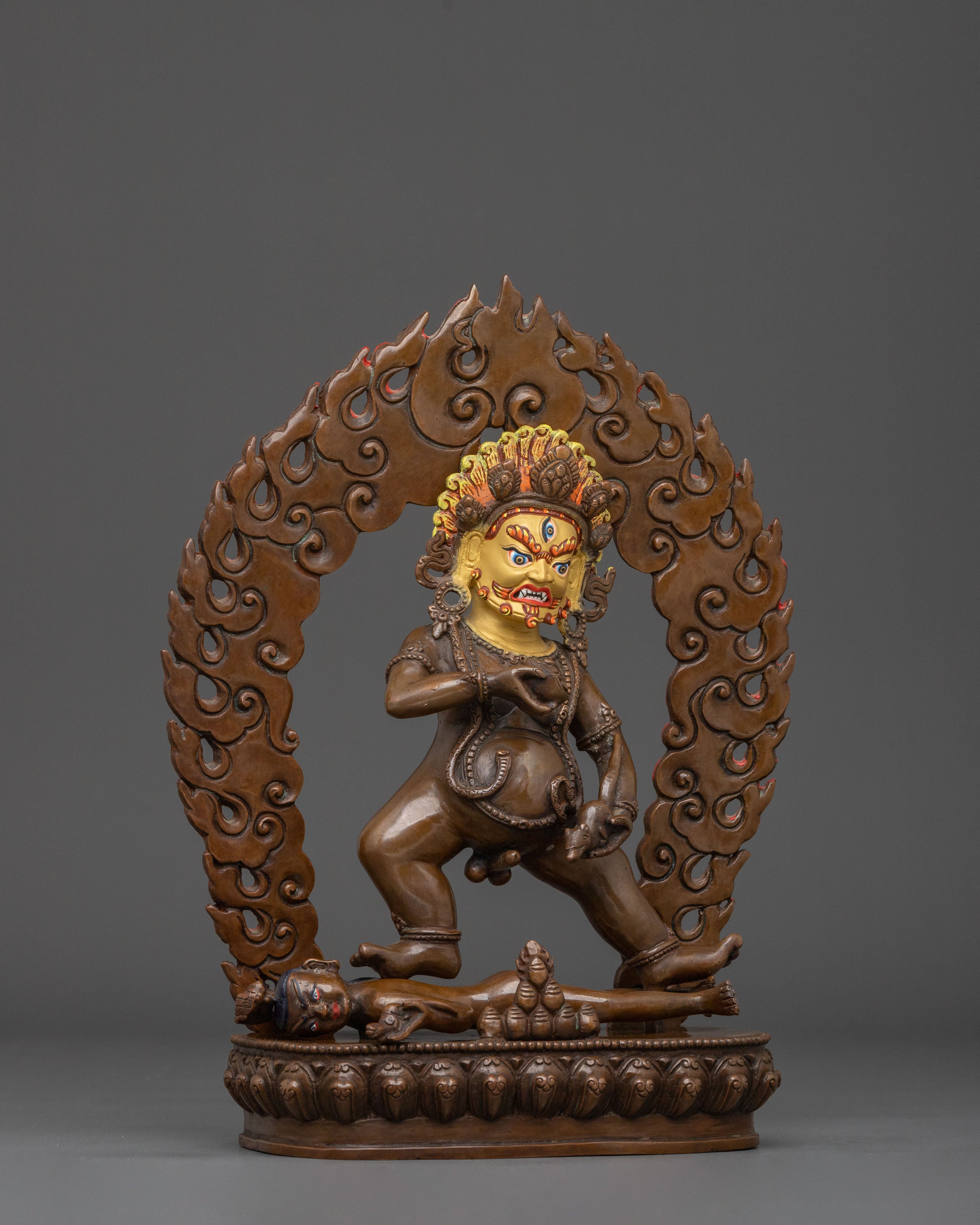Black Dzambhala Statue: Oxidized Copper | Symbol of Wealth