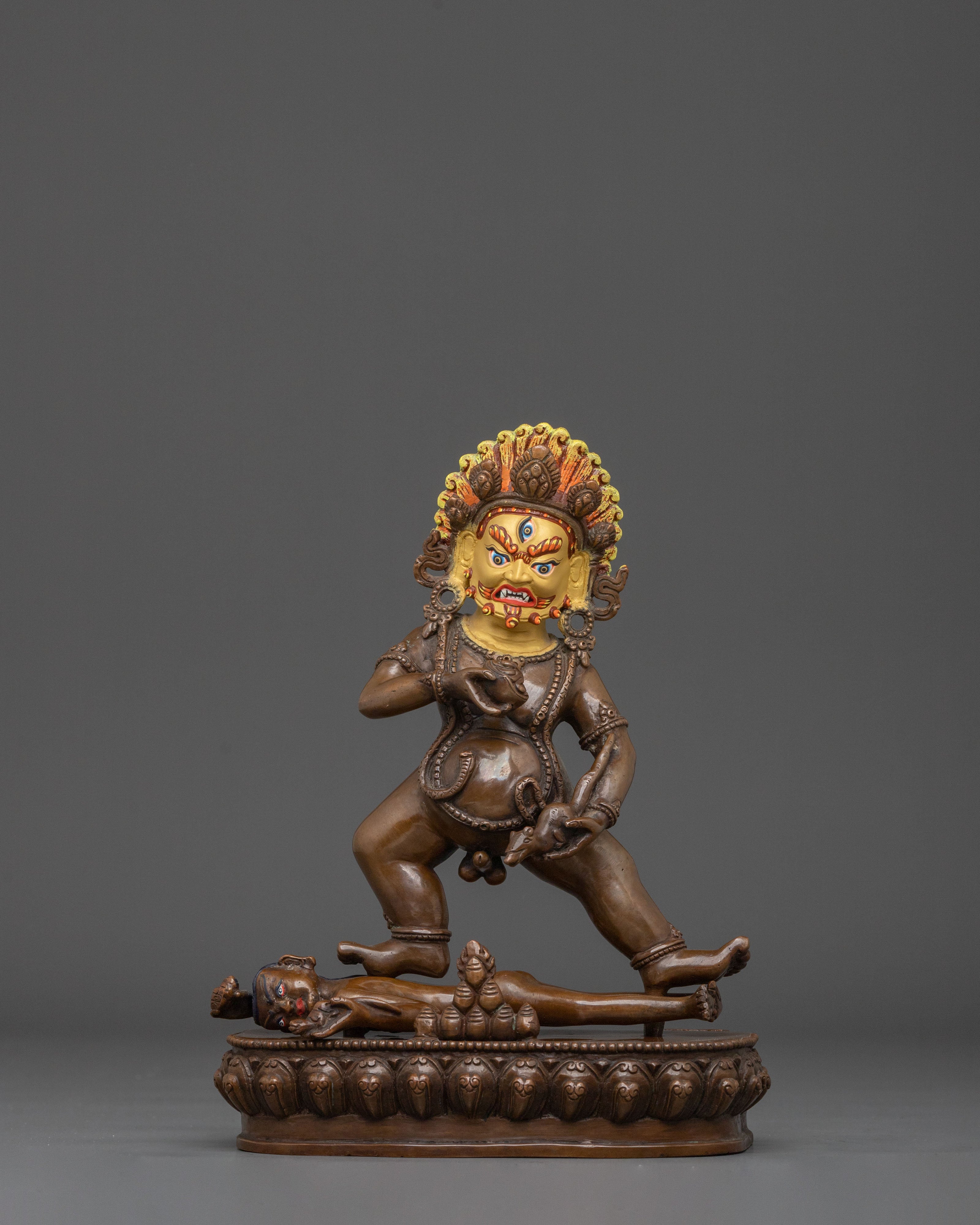 Black Dzambhala Statue: Oxidized Copper | Symbol of Wealth