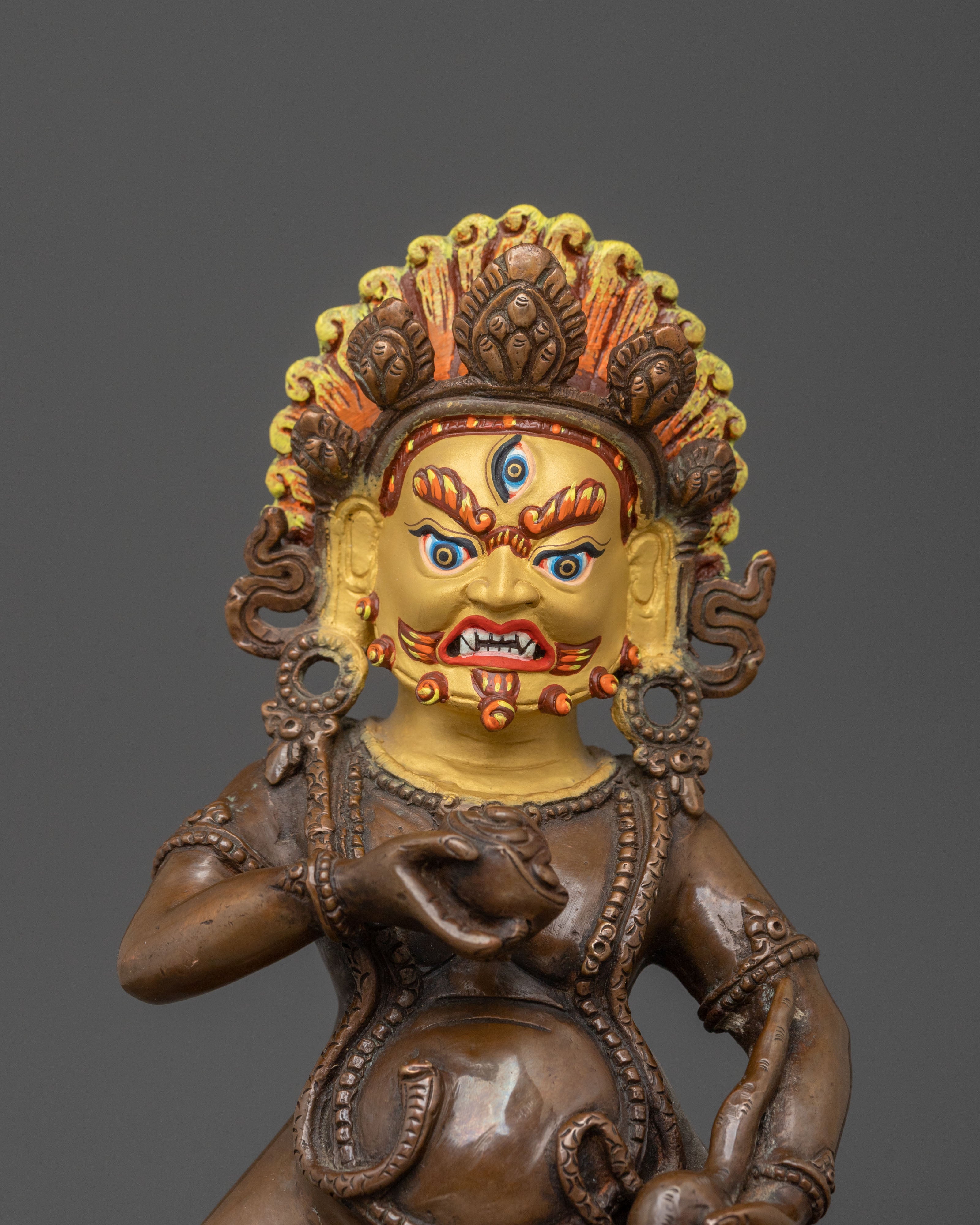 Black Dzambhala Statue: Oxidized Copper | Symbol of Wealth
