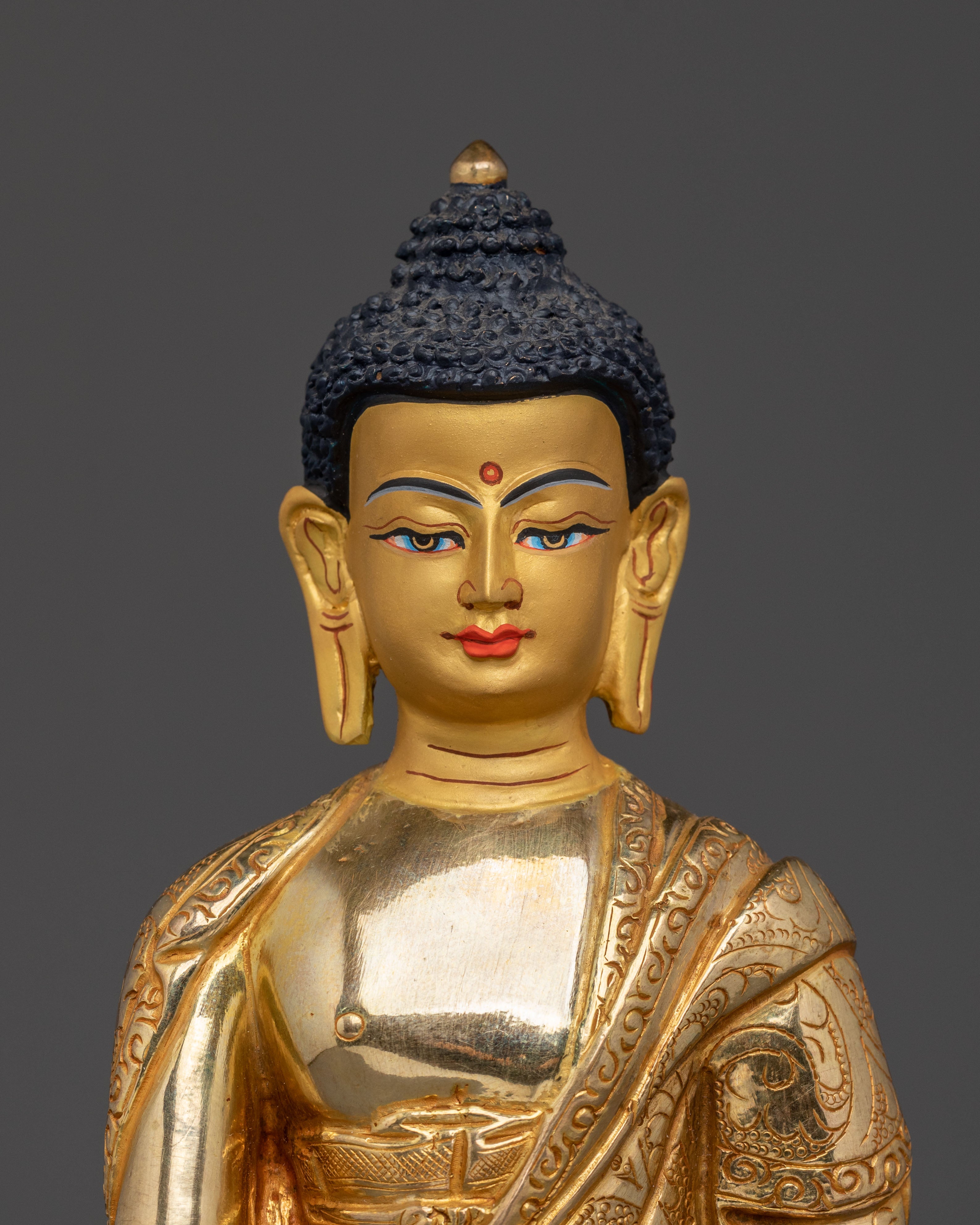 Shakyamuni Buddha Golden Statue: 24K Gold Gilded Copper