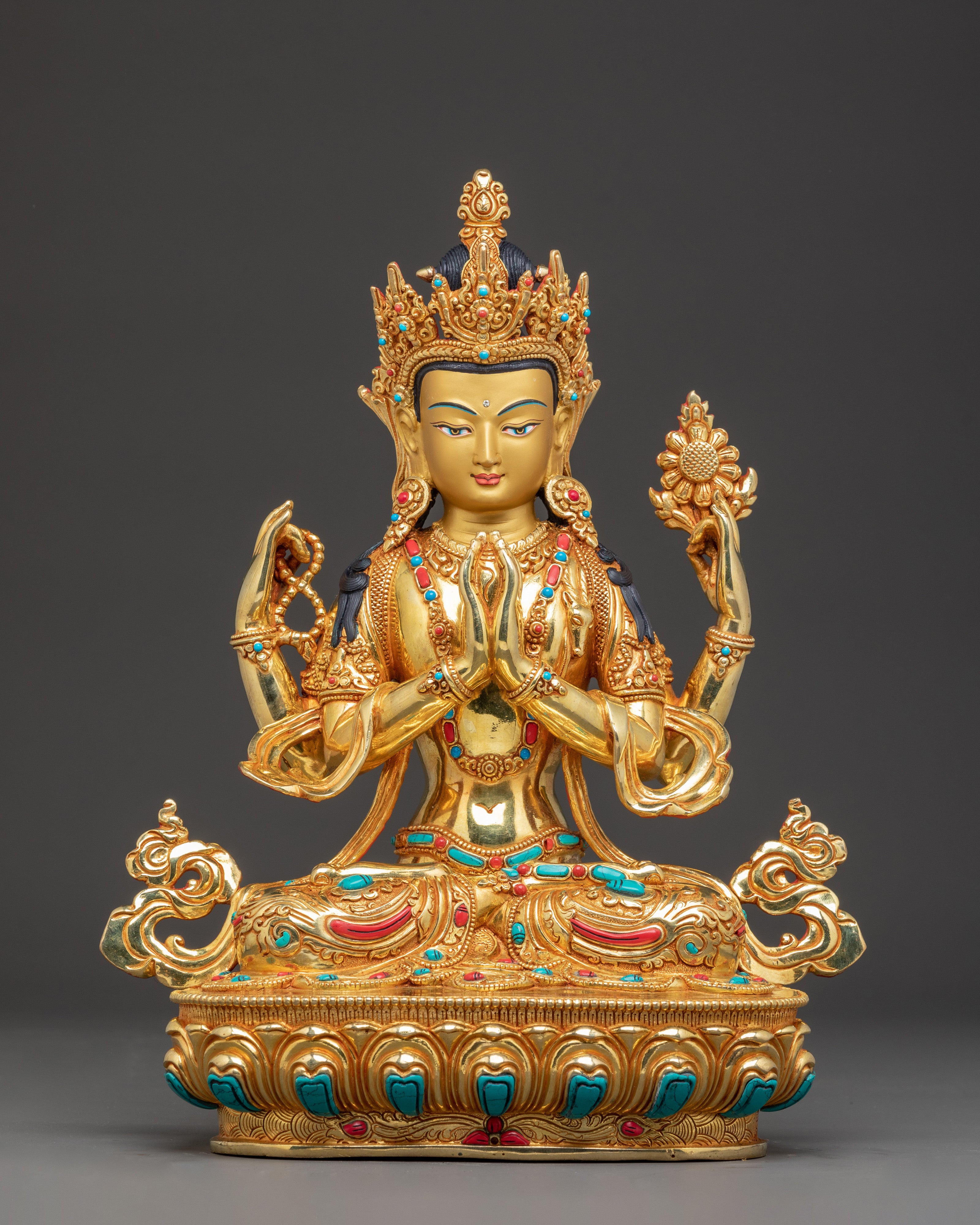 Handcrafted Statue of Four Armed Chenrezig | Avalokiteshvara 