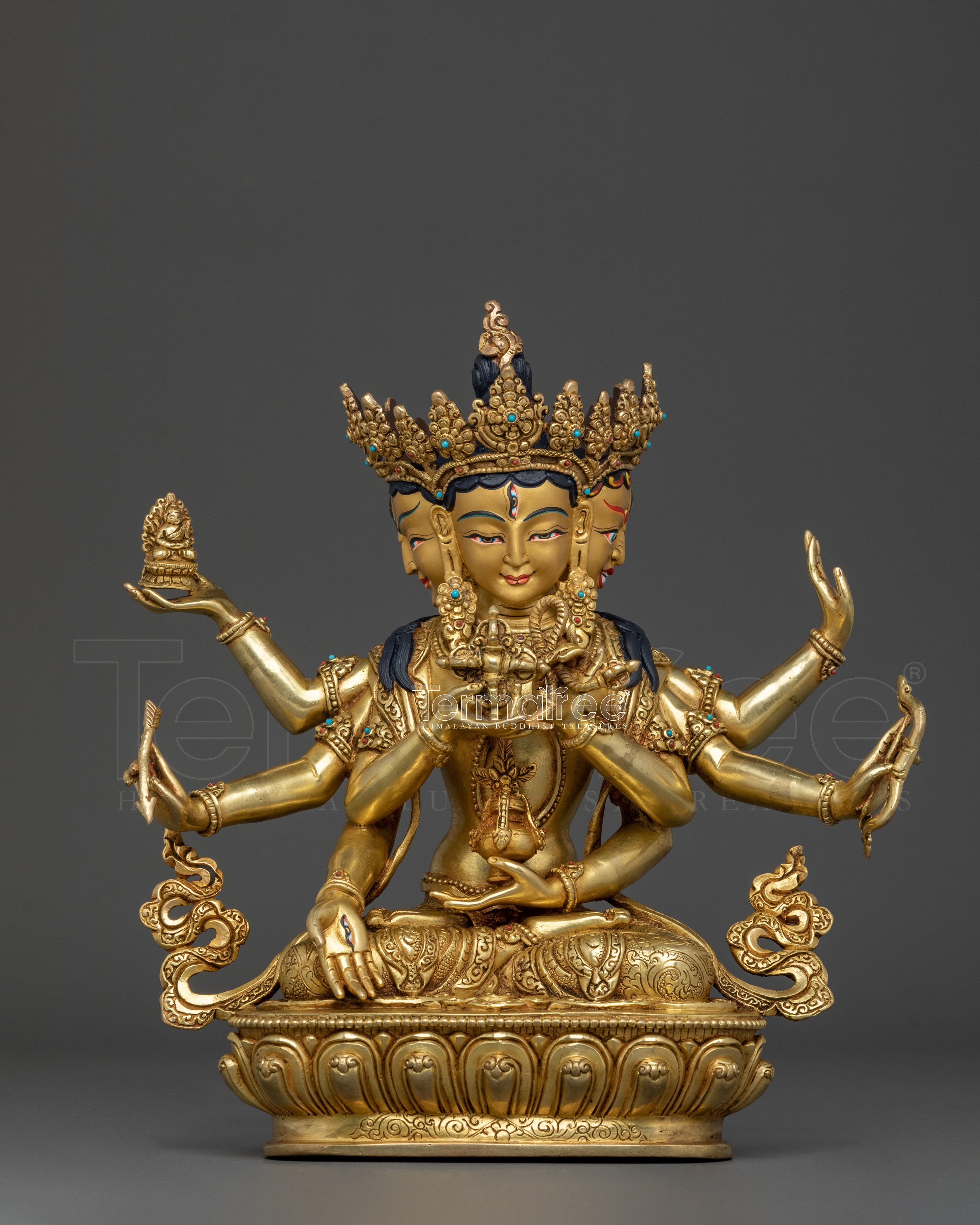 Namgyalma Buddhist Statue: Handcrafted 24K Gold Gilded Statue