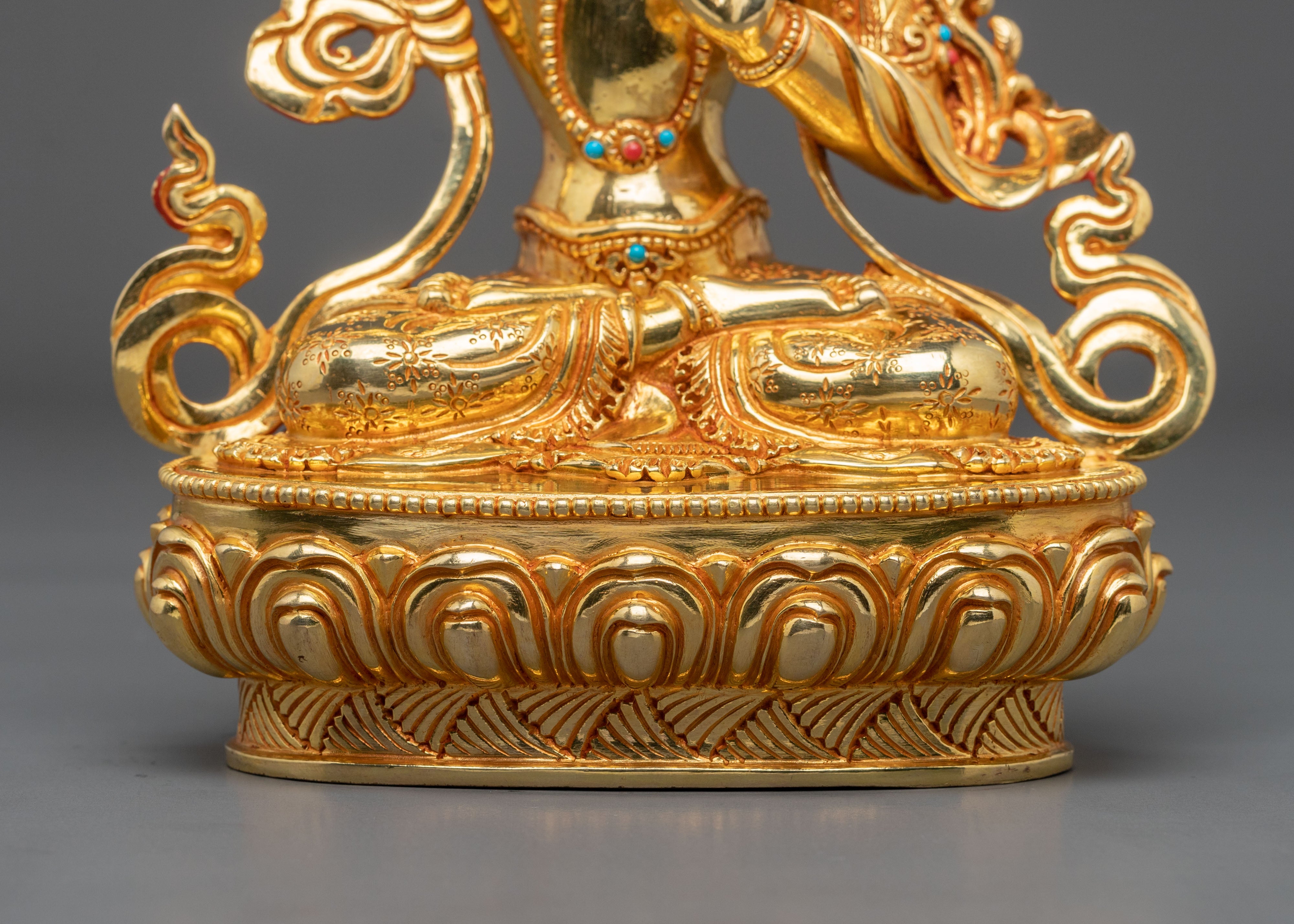 Manjushri Bodhisattva Wisdom Statue – 24K Gold Gilded