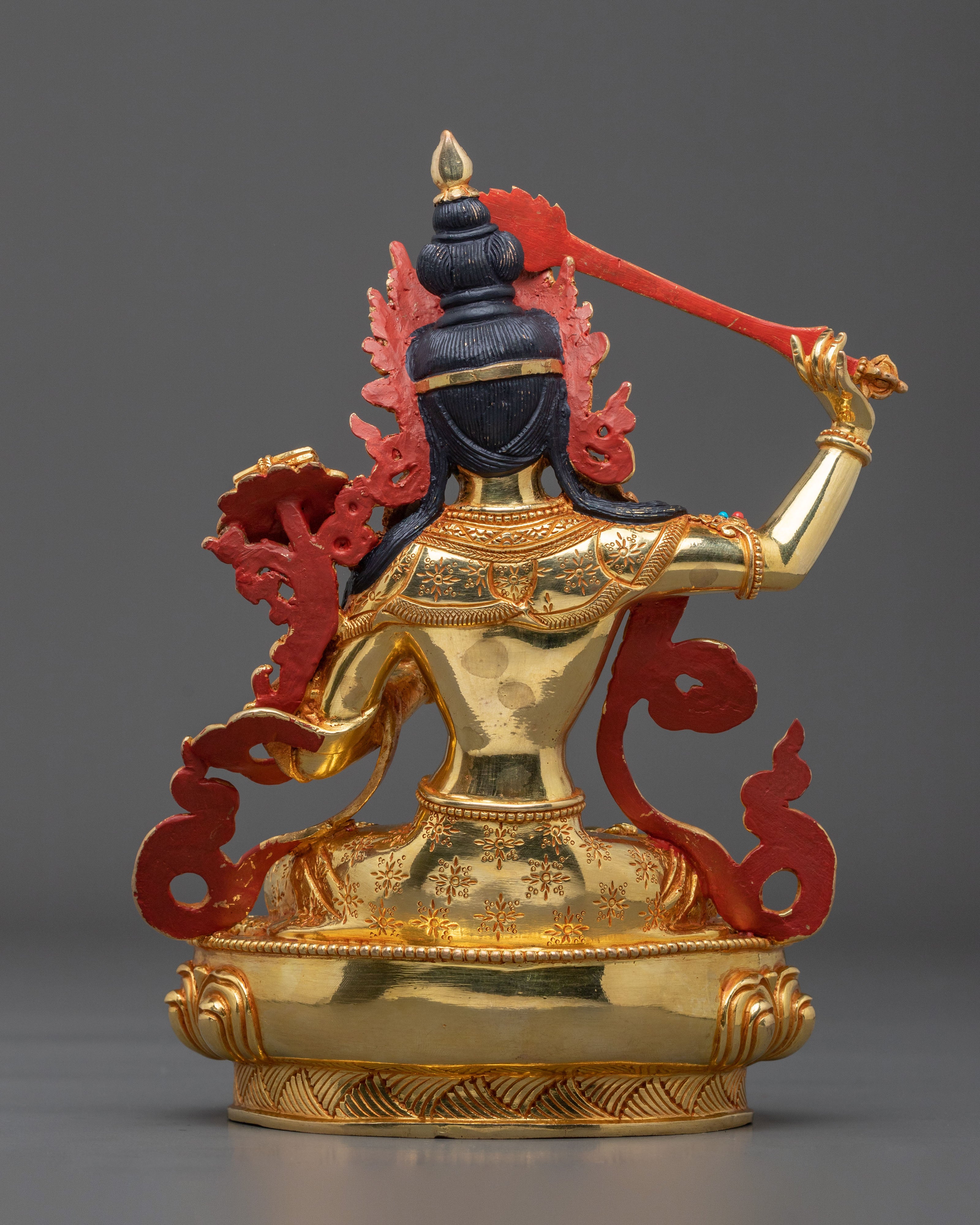 Manjushri Bodhisattva Wisdom Statue – 24K Gold Gilded