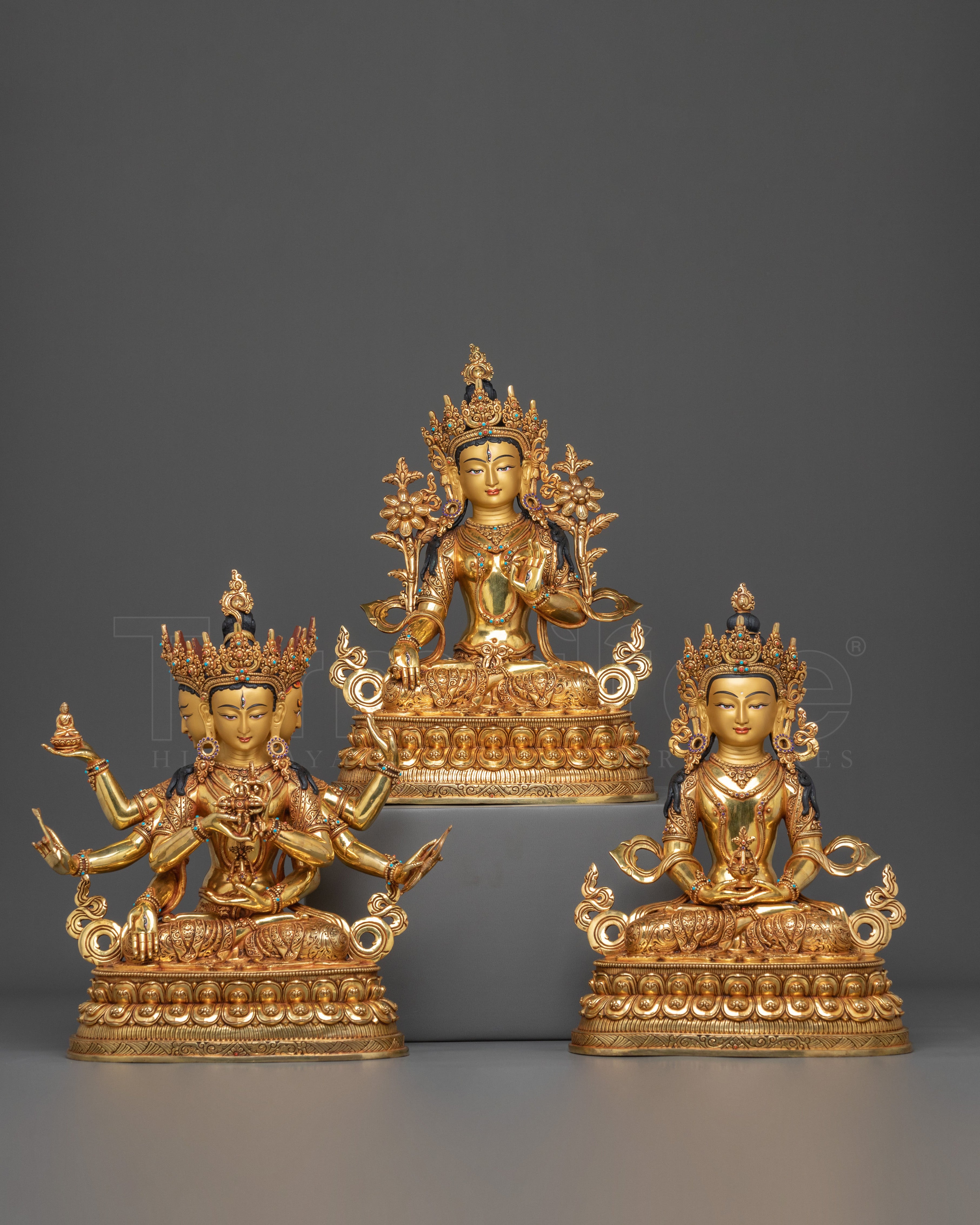 Three Long-Life Deities Statue Set
