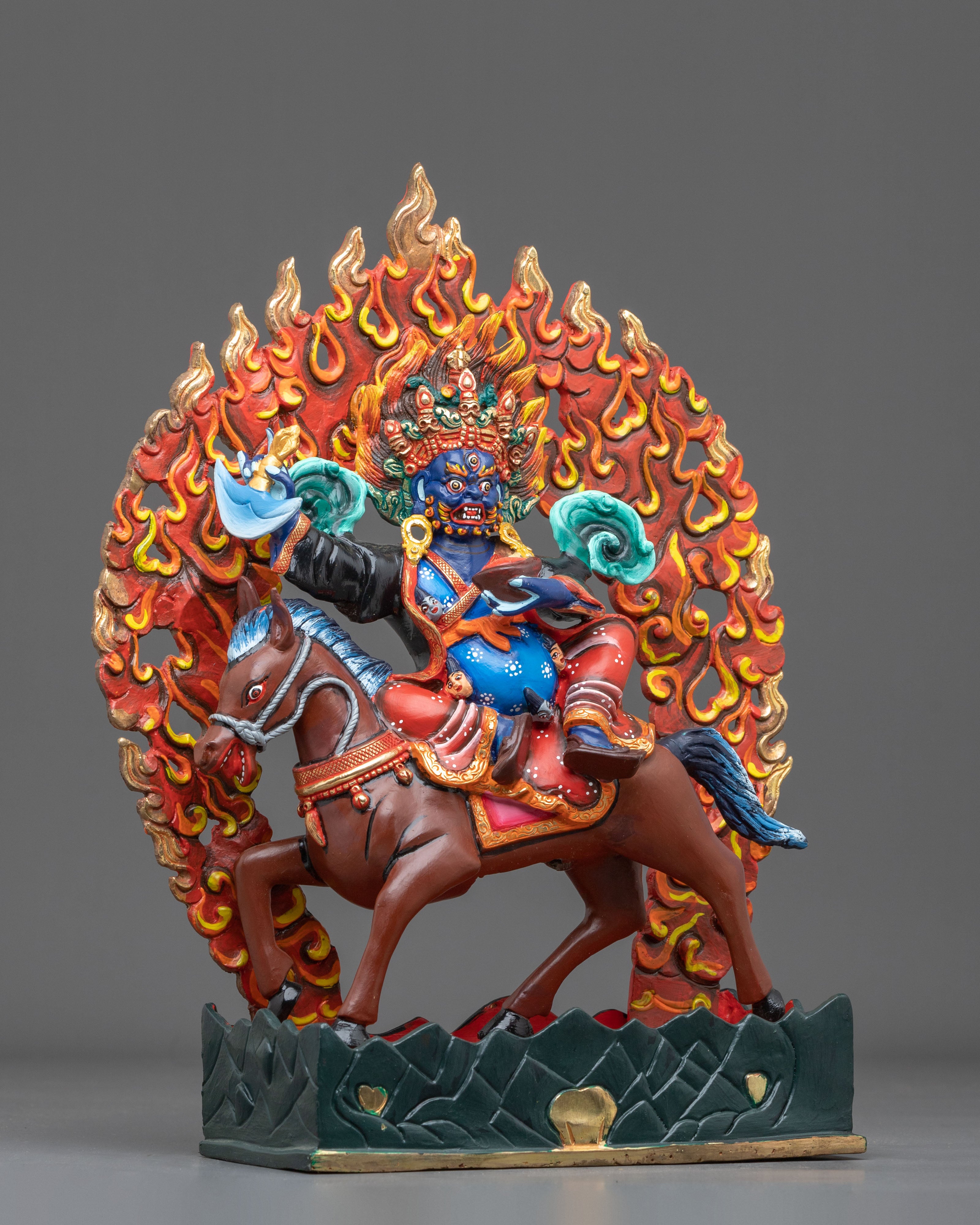 Shanglon Dorje Dudul on Horse: Handmade Copper Statue