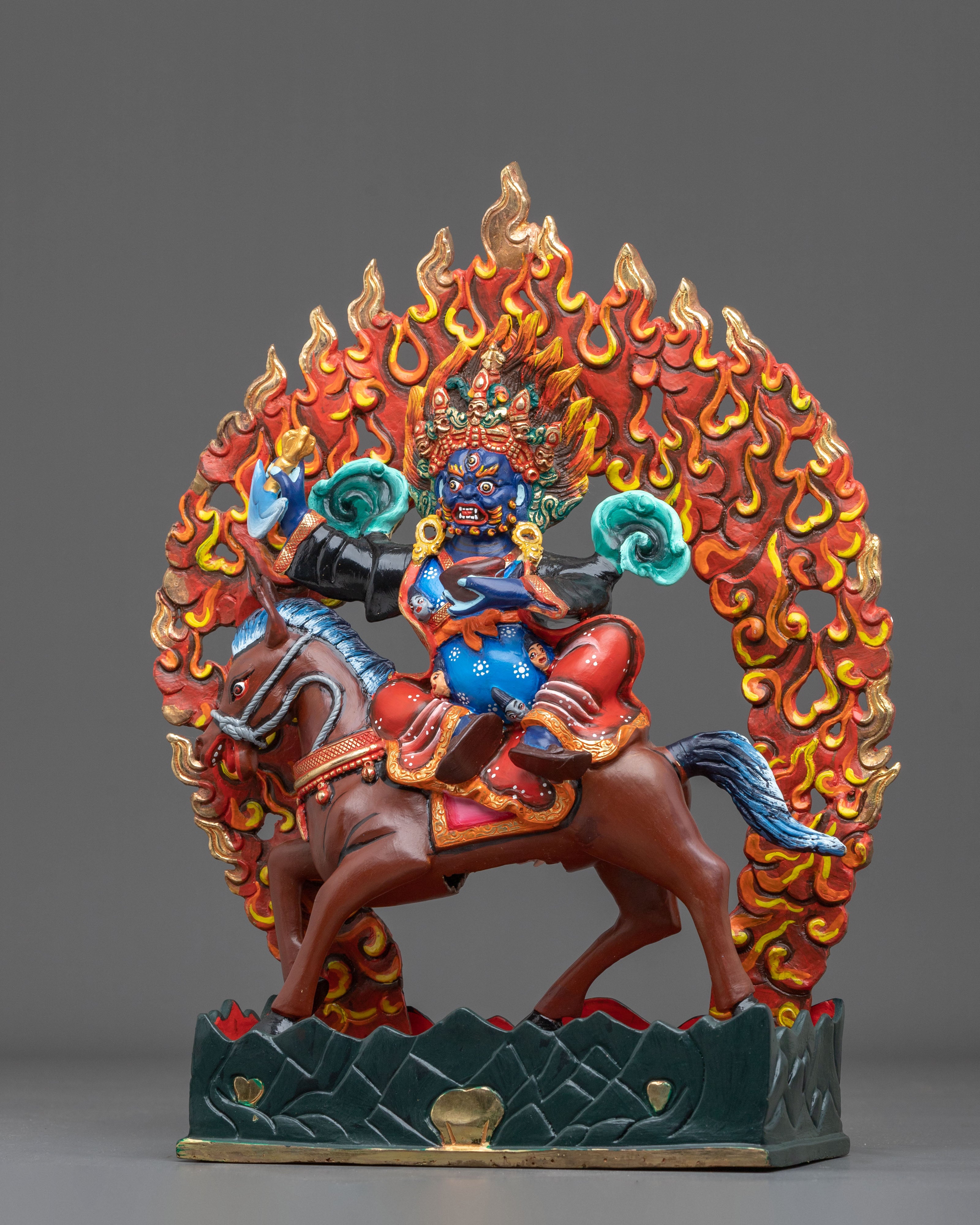 Shanglon Dorje Dudul on Horse: Handmade Copper Statue