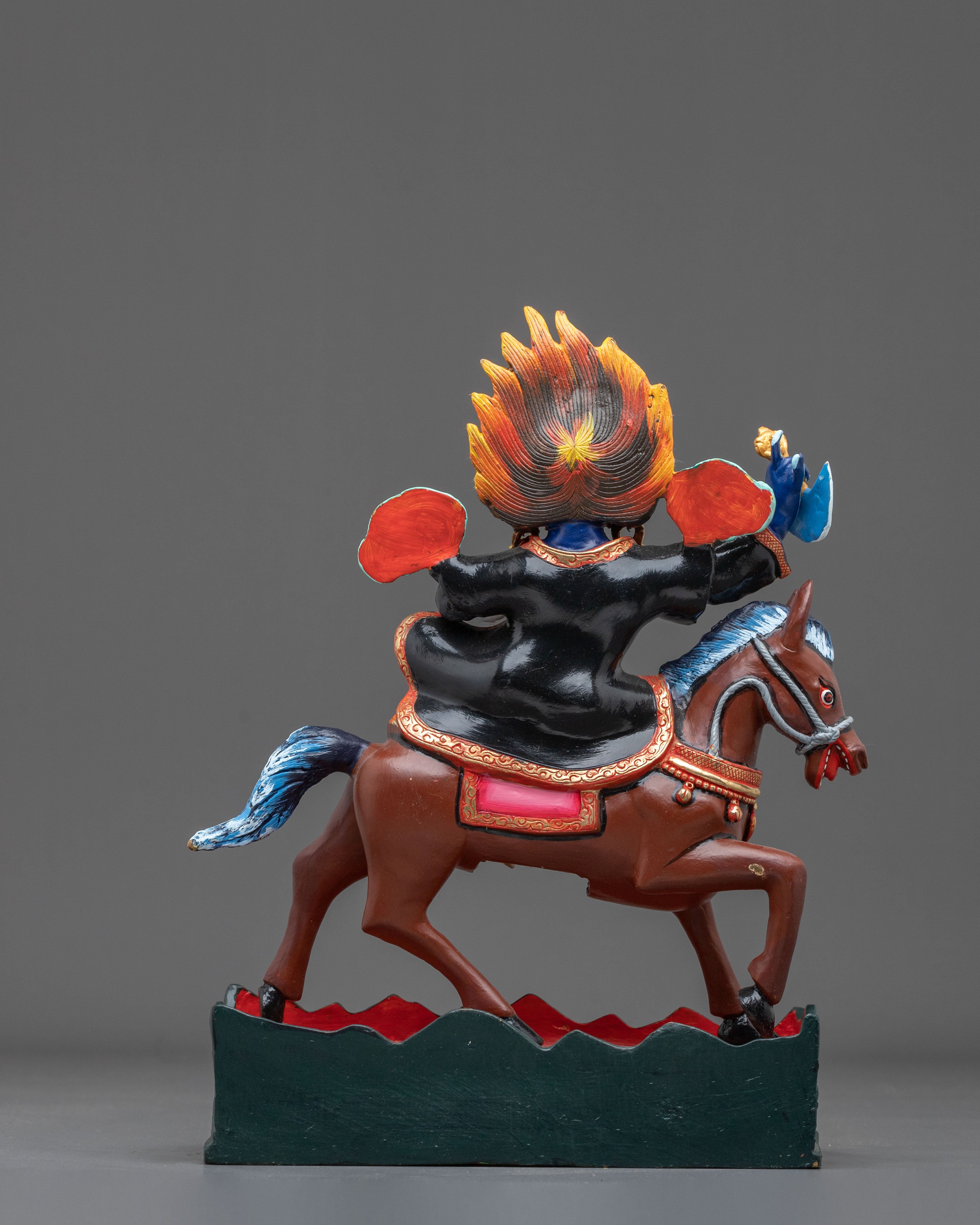 Shanglon Dorje Dudul on Horse: Handmade Copper Statue