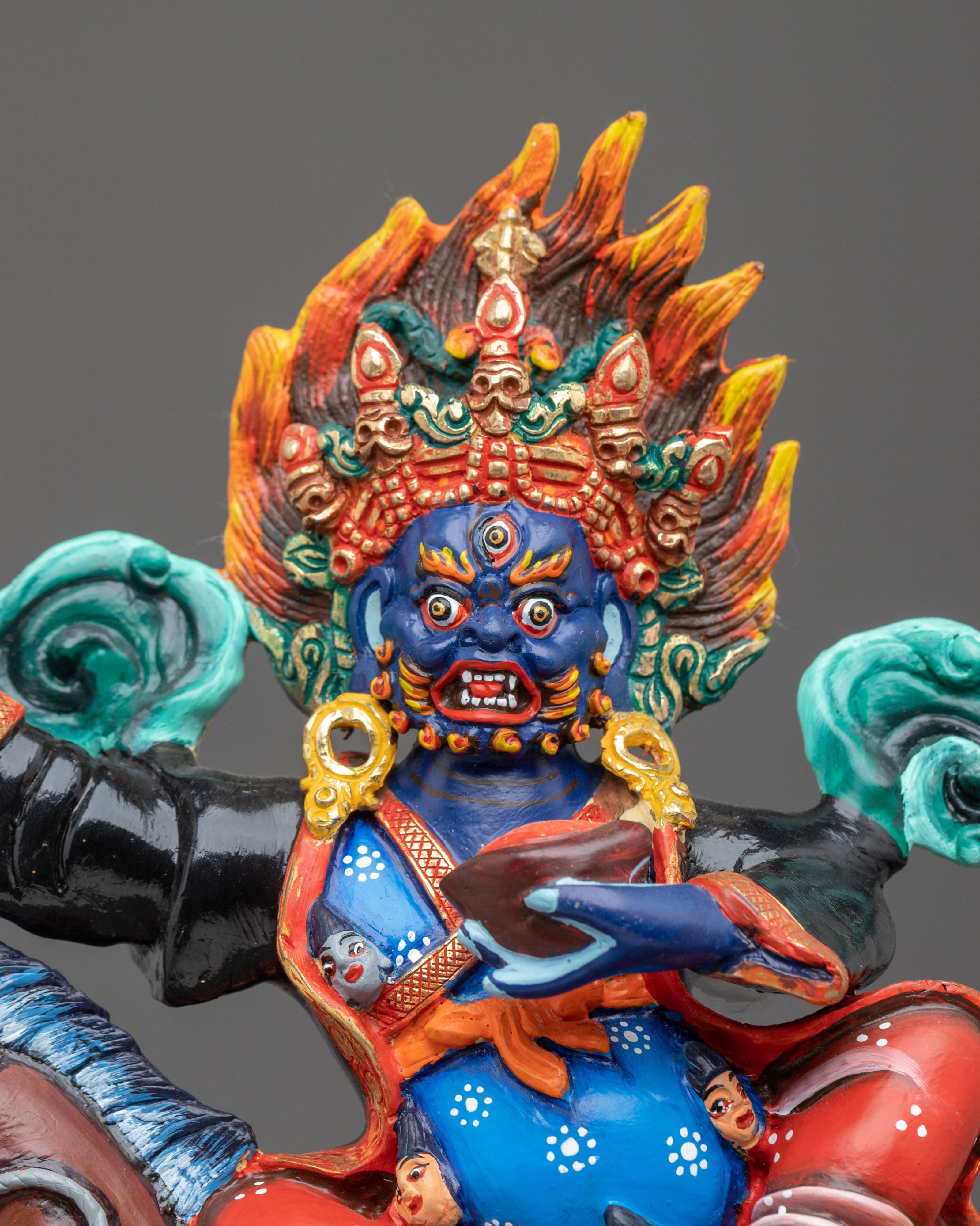 Shanglon Dorje Dudul on Horse: Handmade Copper Statue