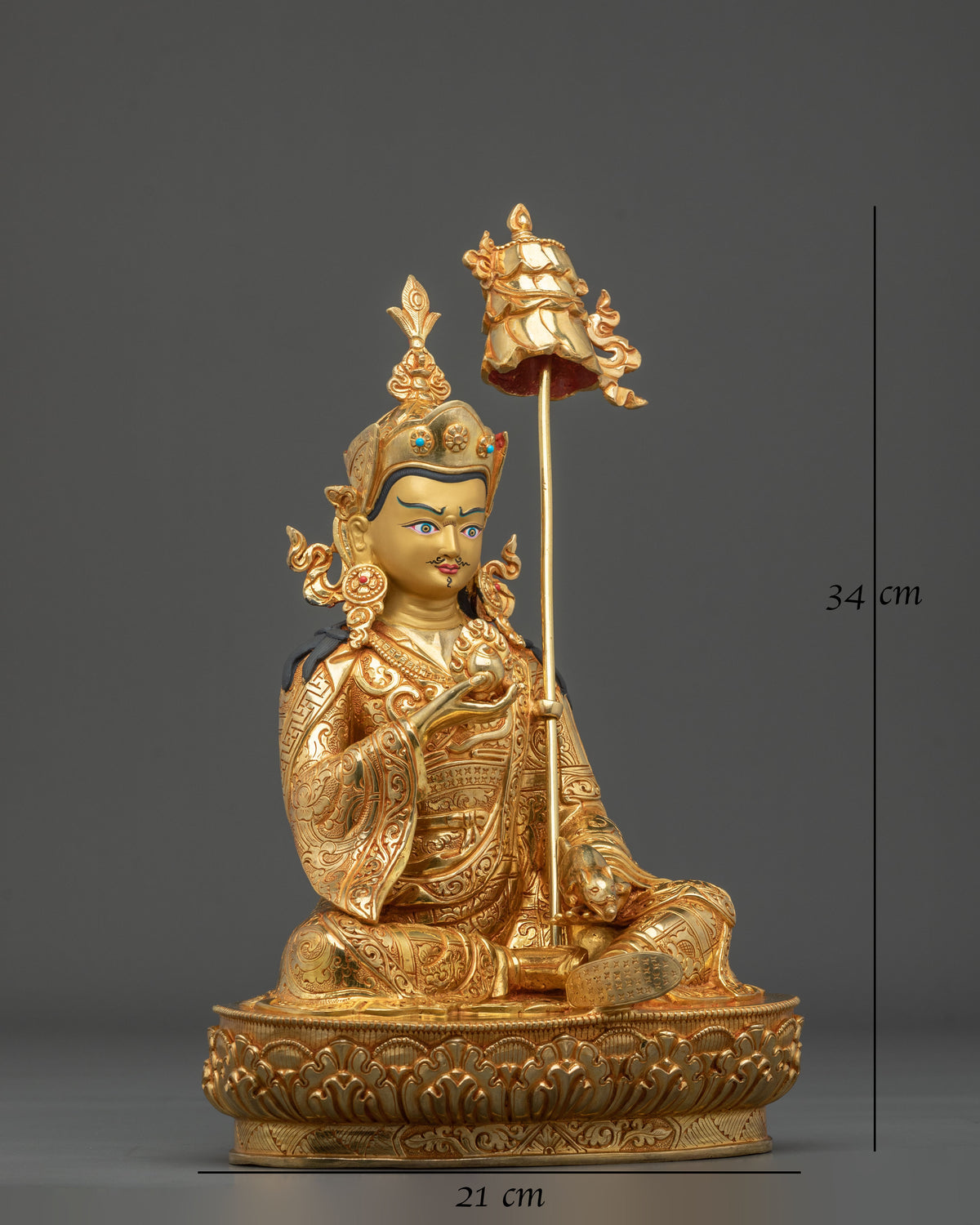 Guru Rinpoche Statue Set | 24k Fire Gold-Gilded Statue Collection